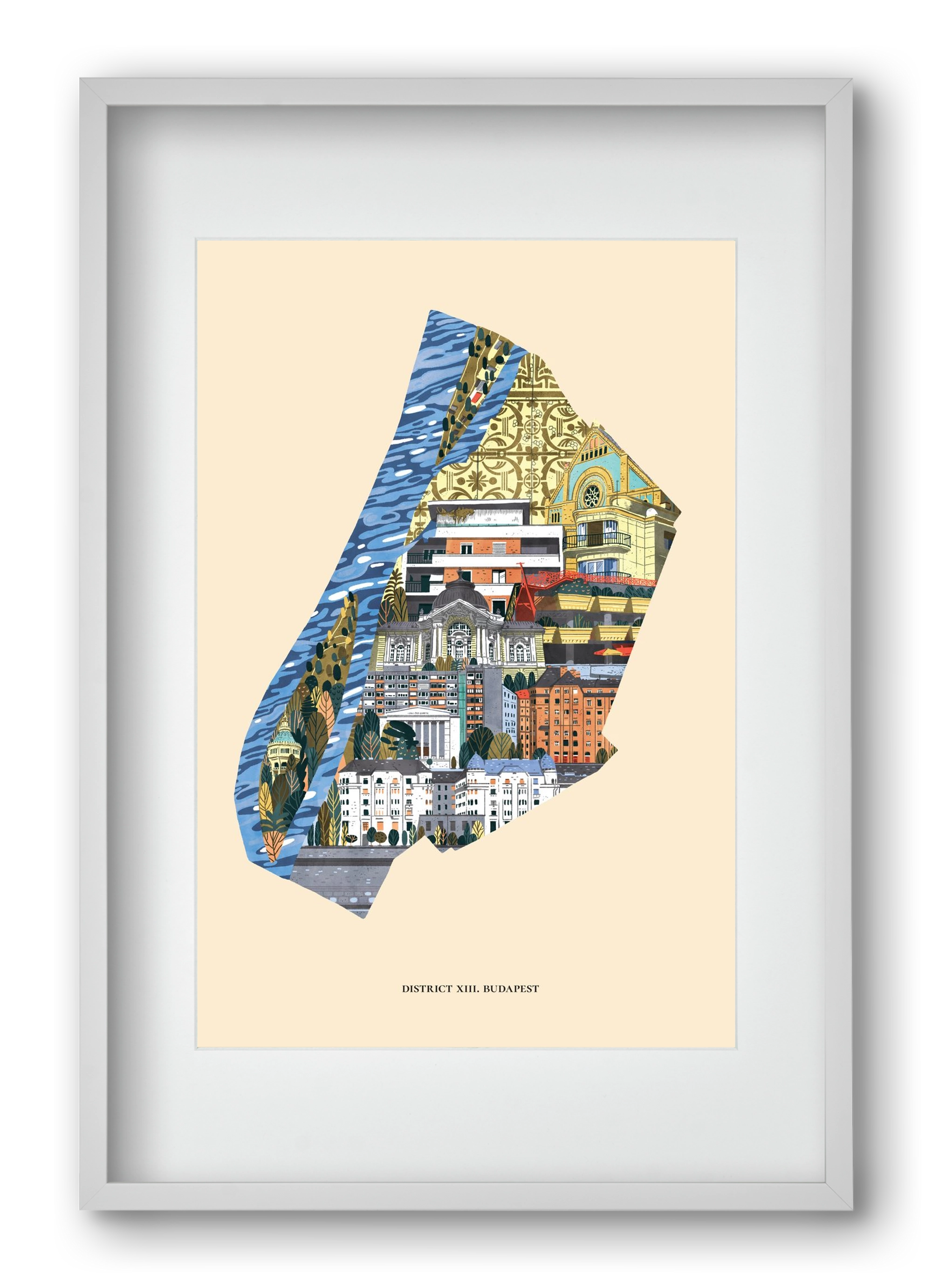 Budapest, XIII. kerület (B sorozat), 40x60 cm (30x45 cm), Fehér keret, paszpartuval