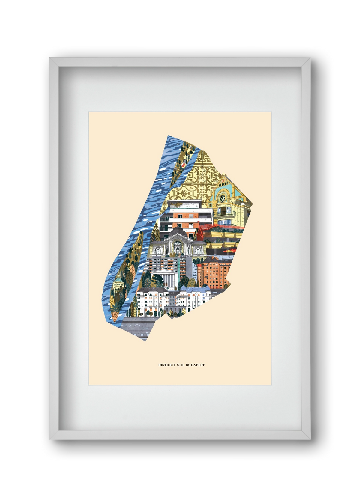 Budapest, XIII. kerület (B sorozat), 30x45 cm (20x30 cm), Fehér keret, paszpartuval