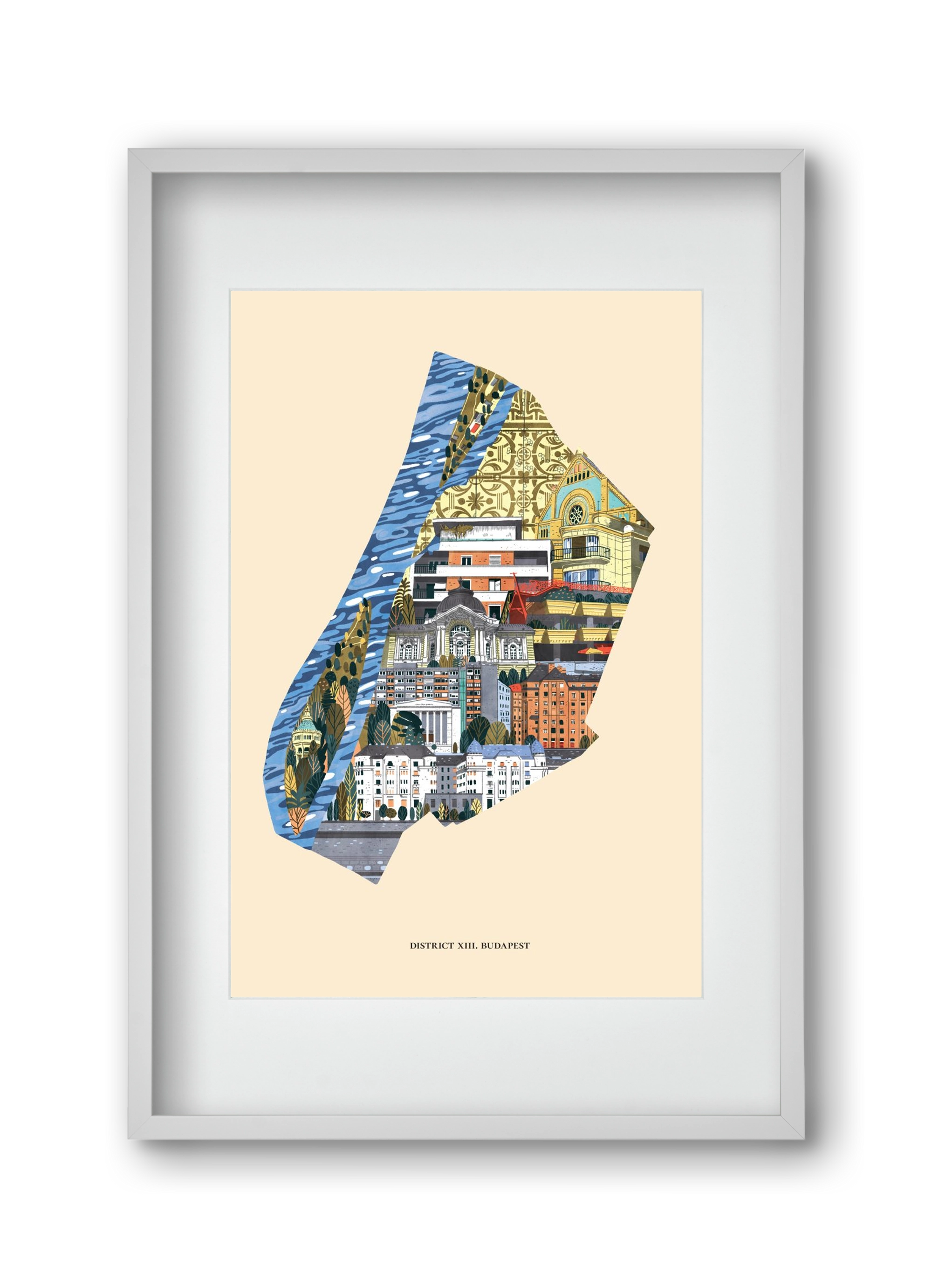 Budapest, XIII. kerület (B sorozat), 30x45 cm (20x30 cm), Fehér keret, paszpartuval