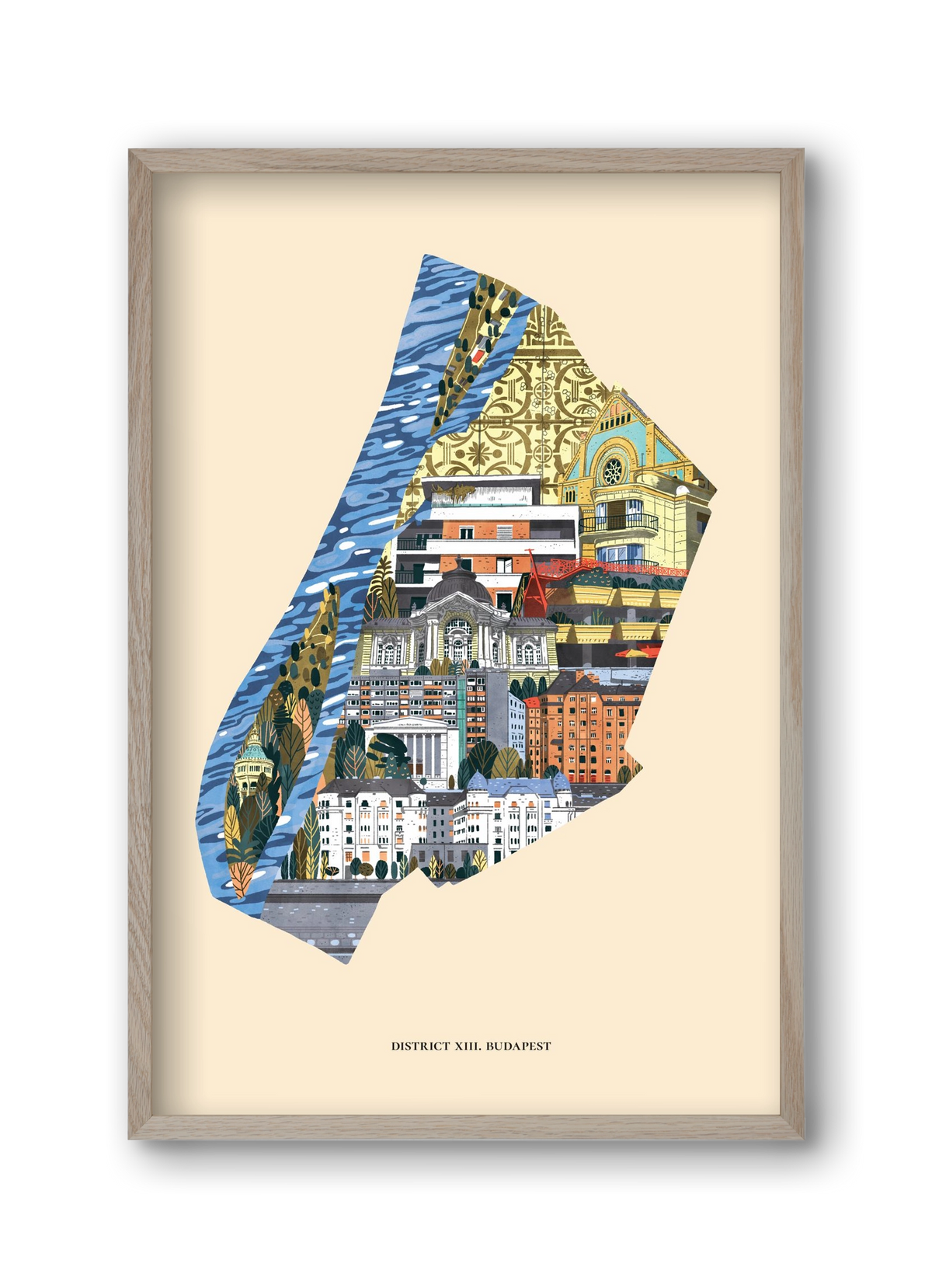 Budapest, XIII. kerület (B sorozat), 30x45 cm (30x45 cm), Tölgy keret