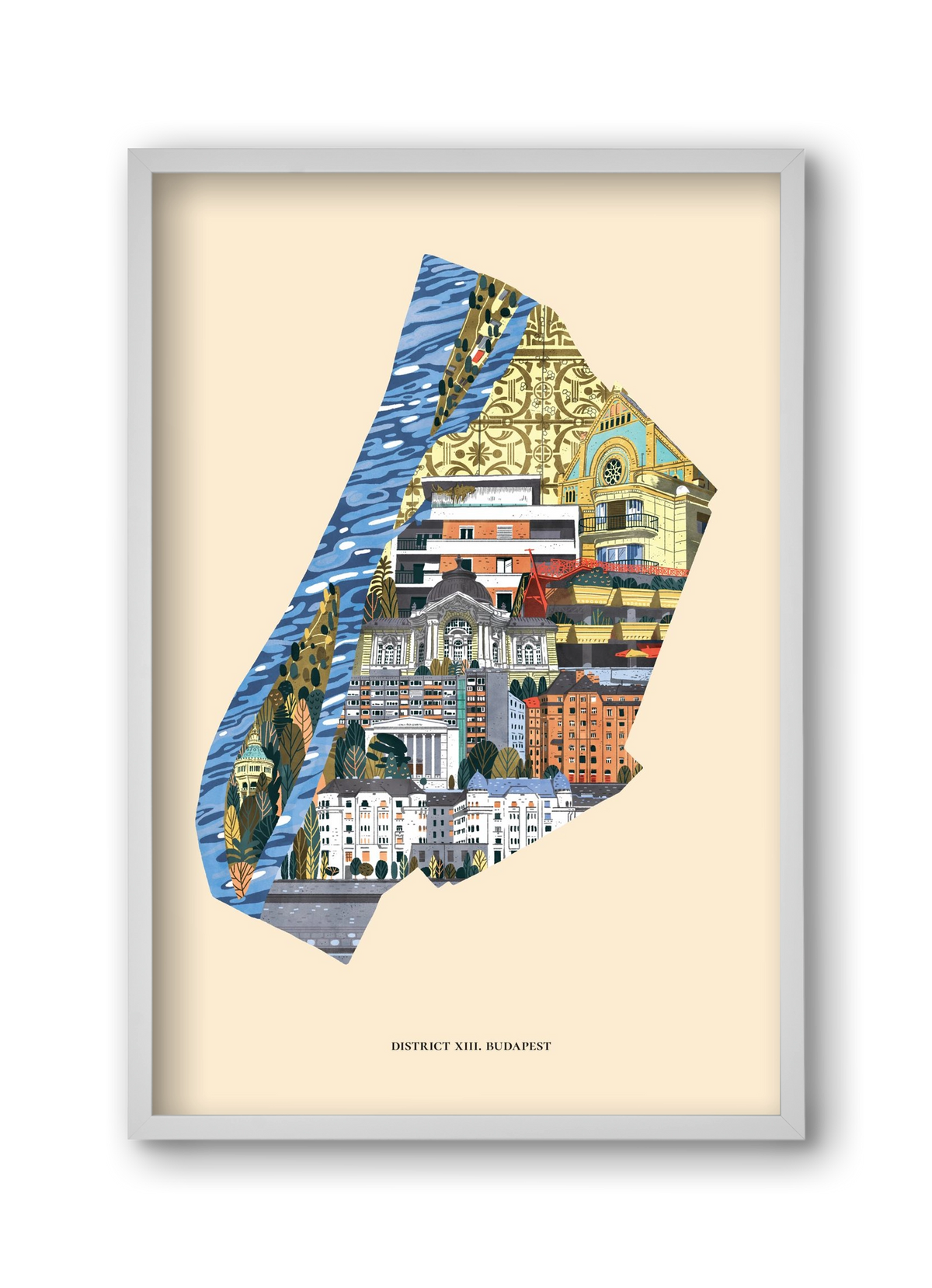 Budapest, XIII. kerület (B sorozat), 30x45 cm (30x45 cm), Fehér keret