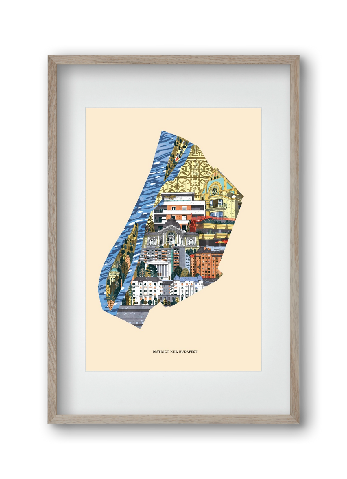 Budapest, XIII. kerület (B sorozat), 30x45 cm (20x30 cm), Tölgy keret, paszpartuval
