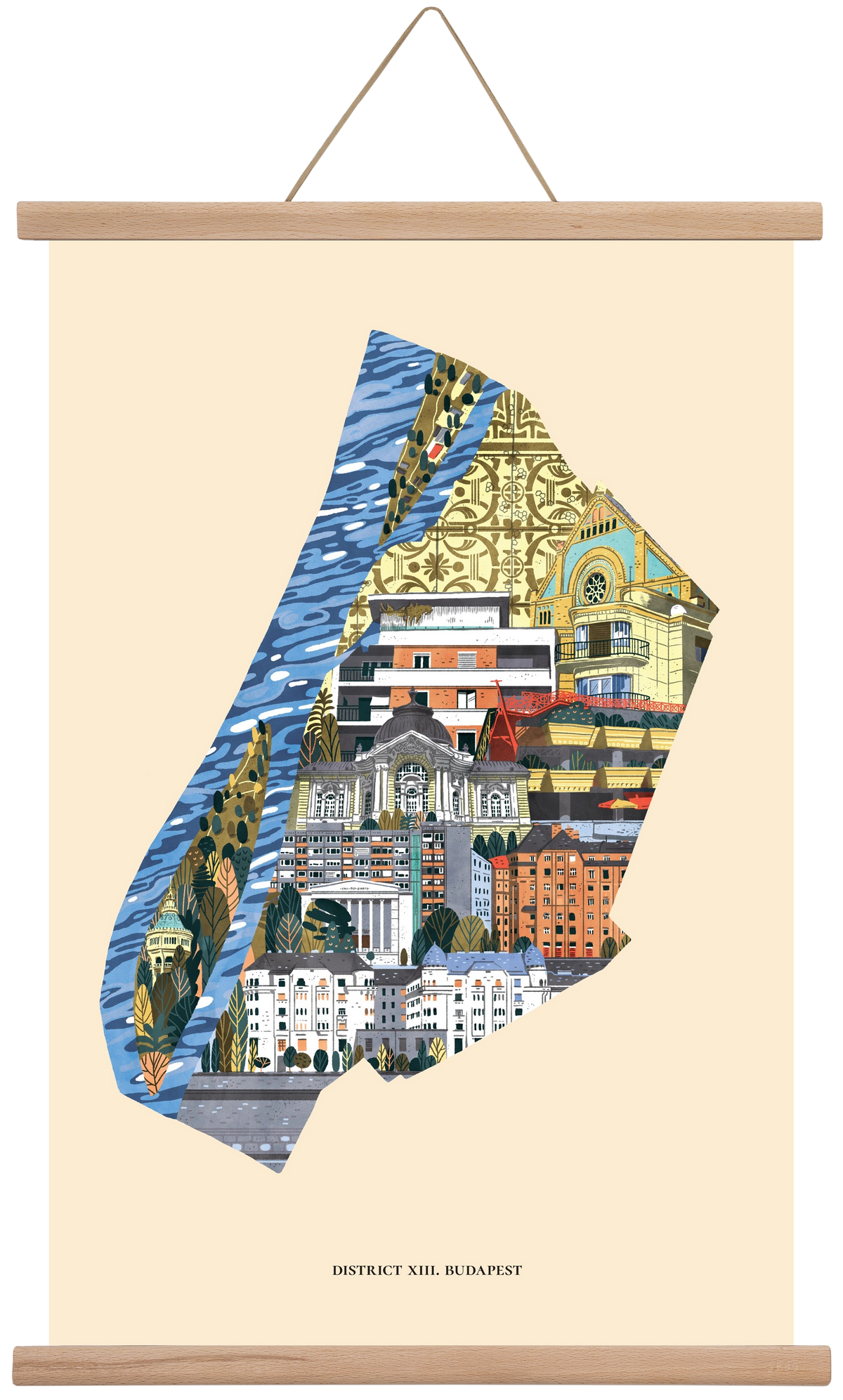 Budapest, XIII. kerület (B sorozat), 40x60 cm (40x60 cm), Tölgy akasztó