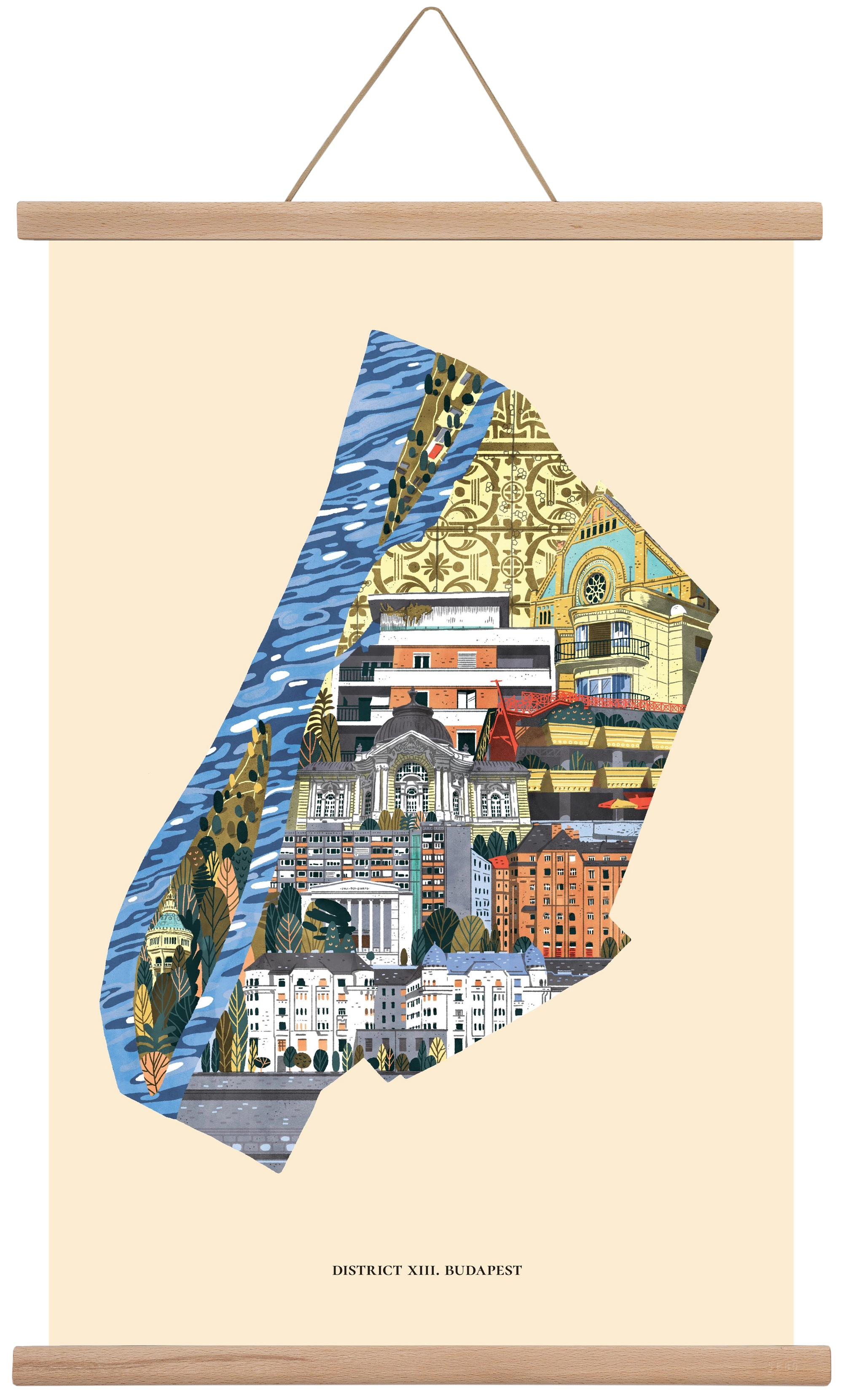 Budapest, XIII. kerület (B sorozat), 40x60 cm (40x60 cm), Tölgy akasztó