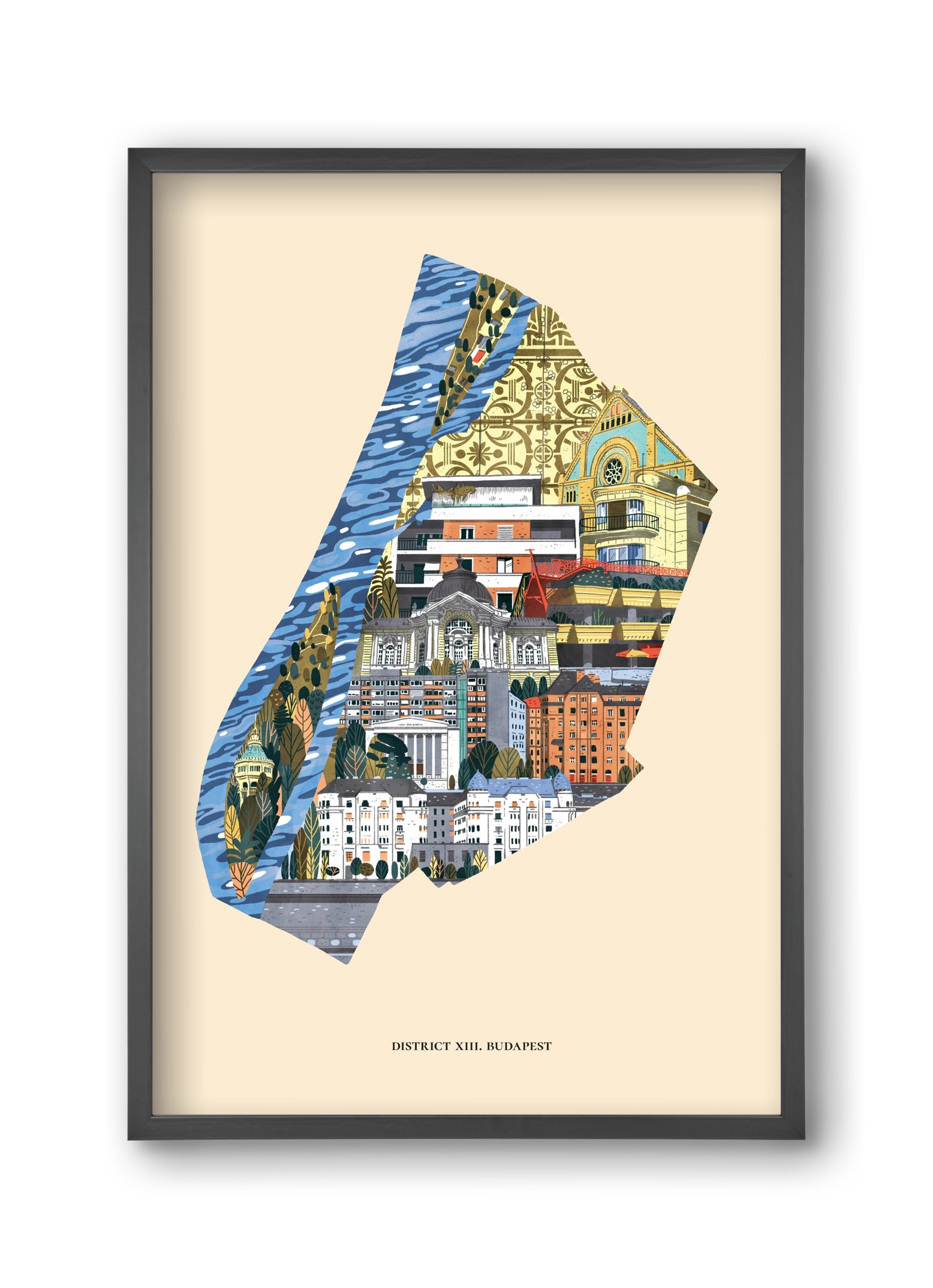 Budapest, XIII. kerület (B sorozat), 30x45 cm (30x45 cm), Fekete keret