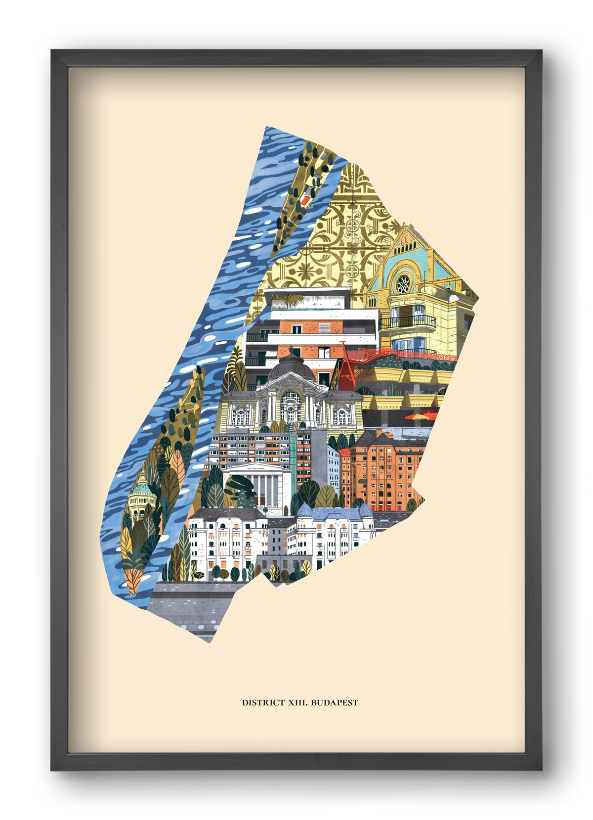 Budapest, XIII. kerület (B sorozat), 40x60 cm (40x60 cm), Fekete keret