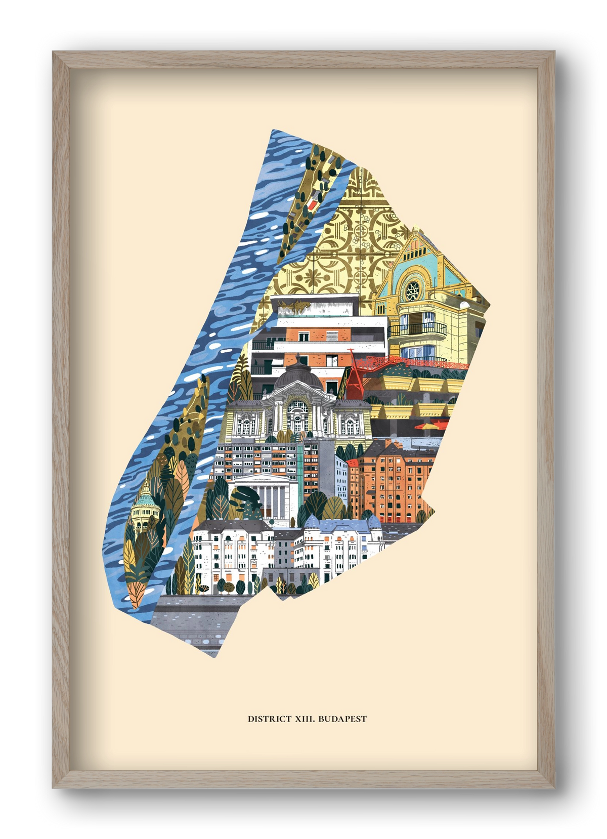 Budapest, XIII. kerület (B sorozat), 40x60 cm (40x60 cm), Tölgy keret