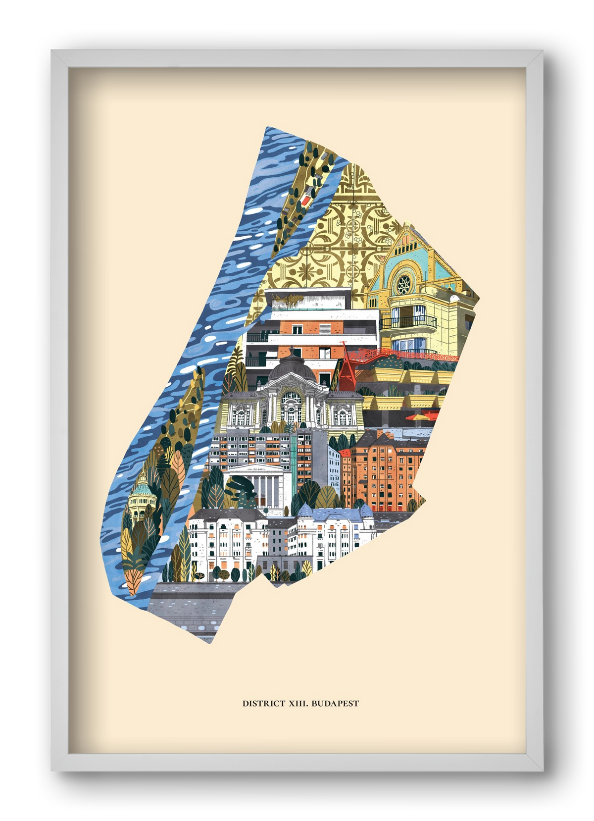 Budapest, XIII. kerület (B sorozat), 40x60 cm (40x60 cm), Fehér keret