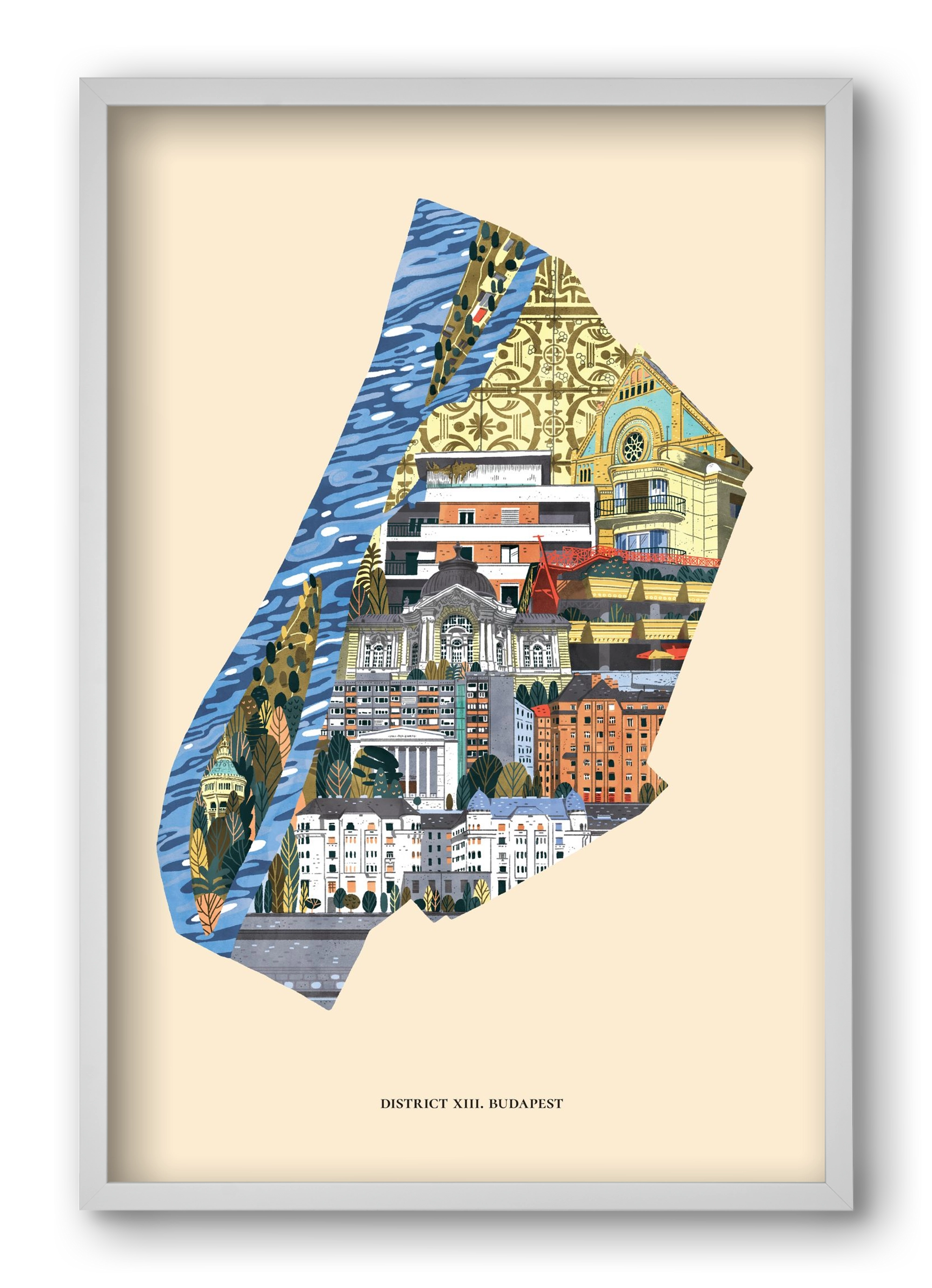Budapest, XIII. kerület (B sorozat), 40x60 cm (40x60 cm), Fehér keret