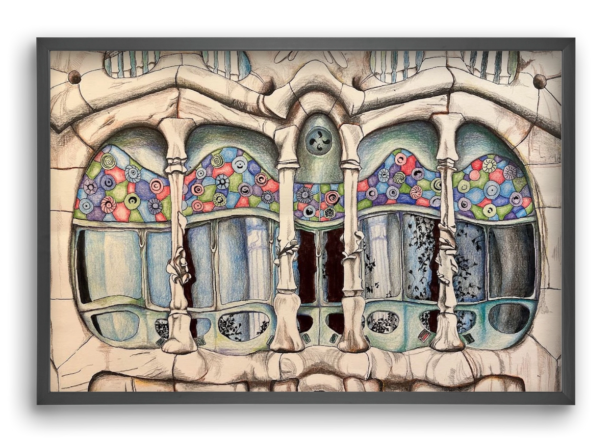 casa batlló, 60x40 cm (60x40 cm), Fekete keret