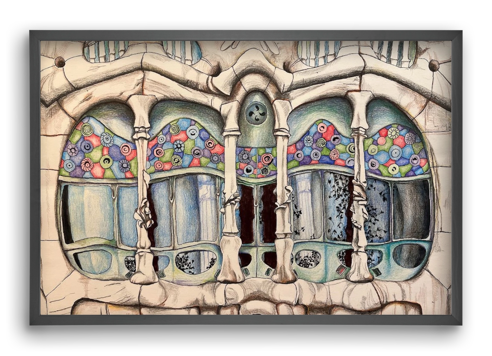 casa batlló, 60x40 cm (60x40 cm), Fekete keret