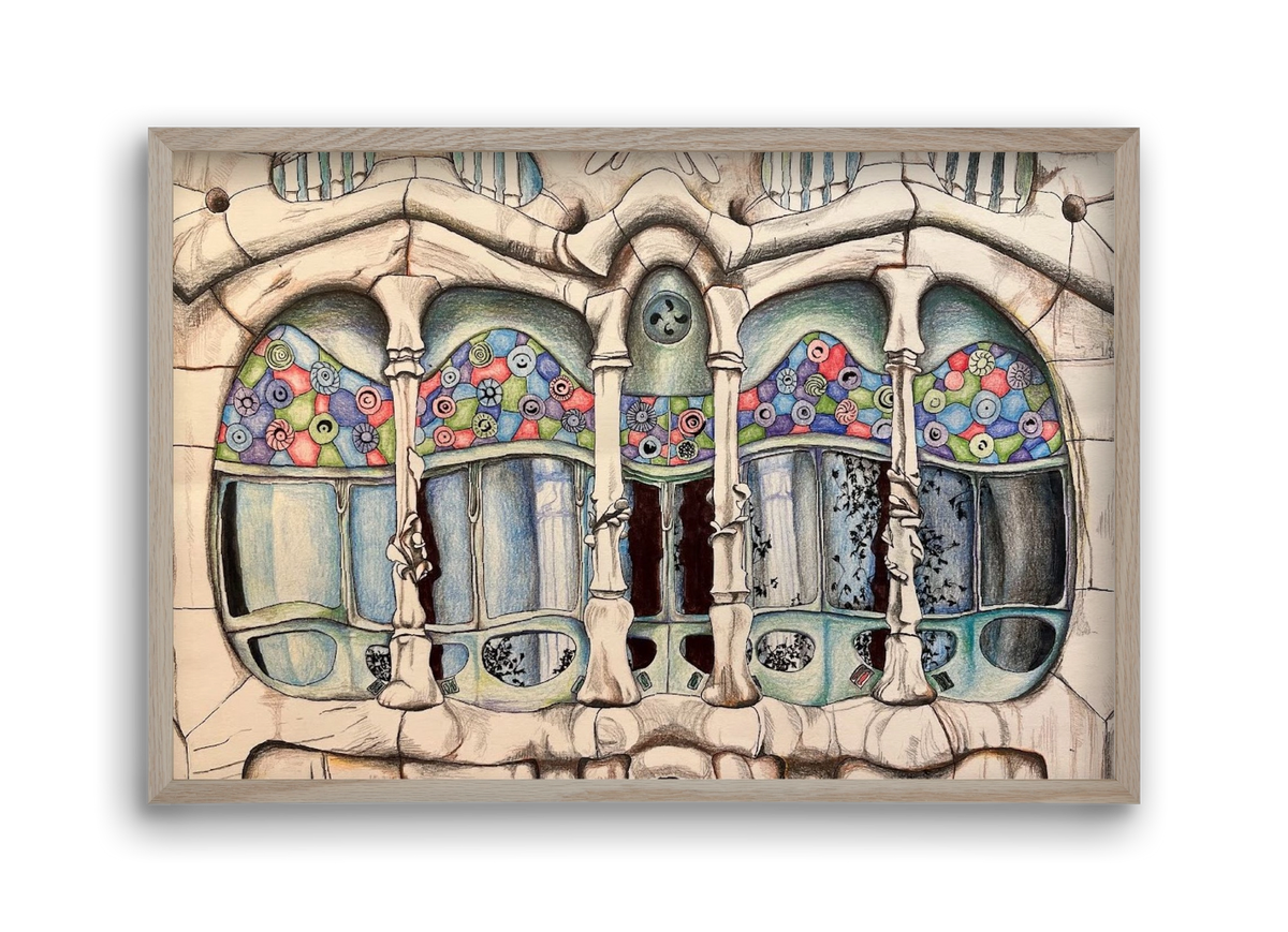 casa batlló, 45x30 cm (45x30 cm), Tölgy keret