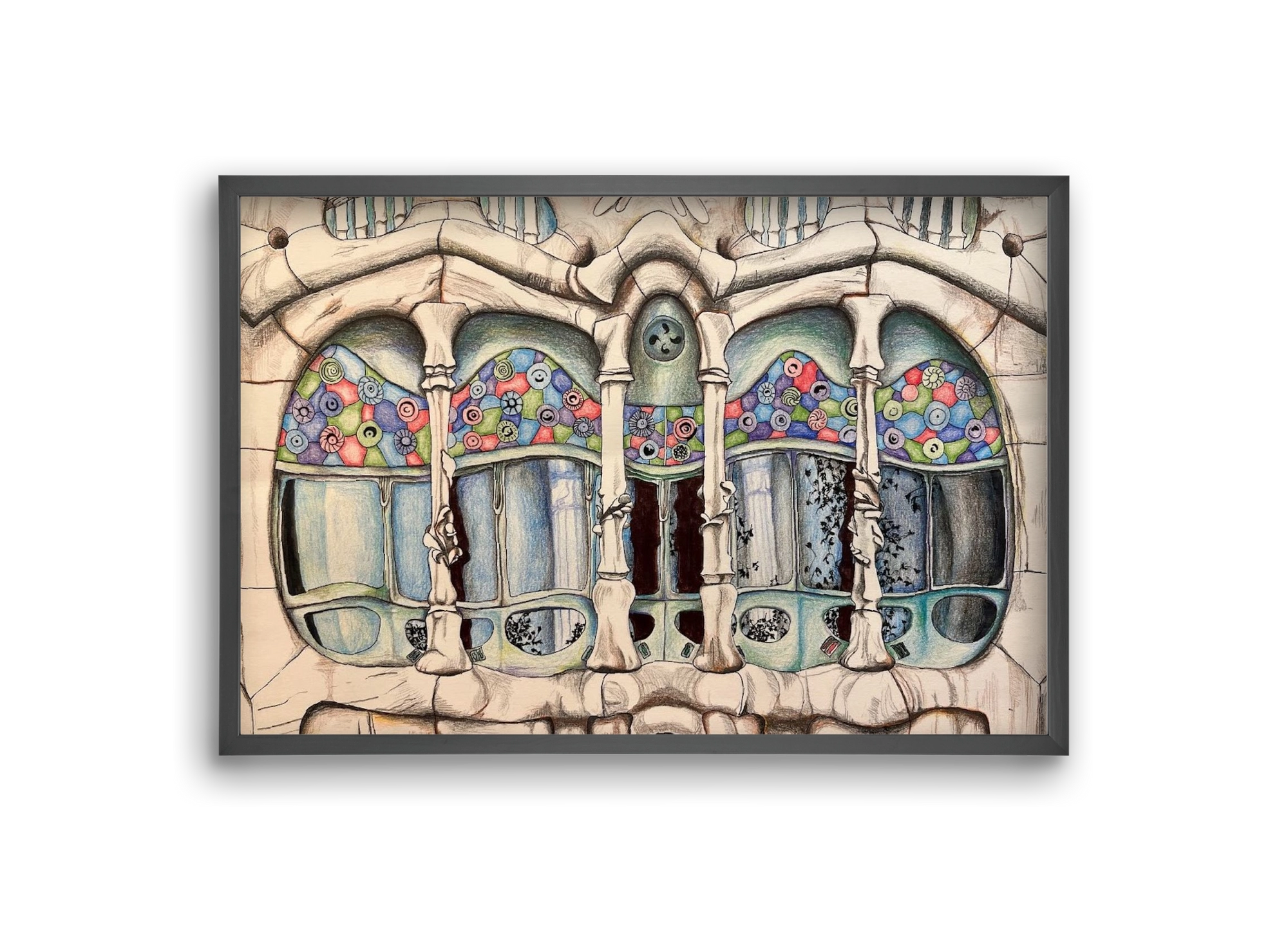 casa batlló, 30x20 cm (30x20 cm), Fekete keret