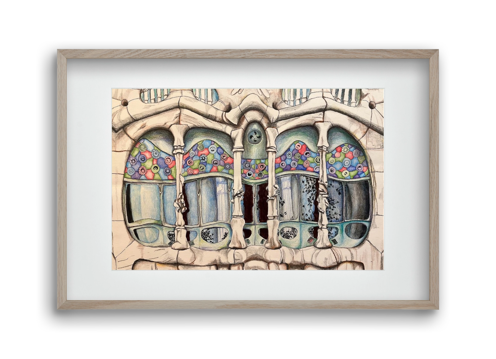 casa batlló, 45x30 cm (30x20 cm), Tölgy keret, paszpartuval