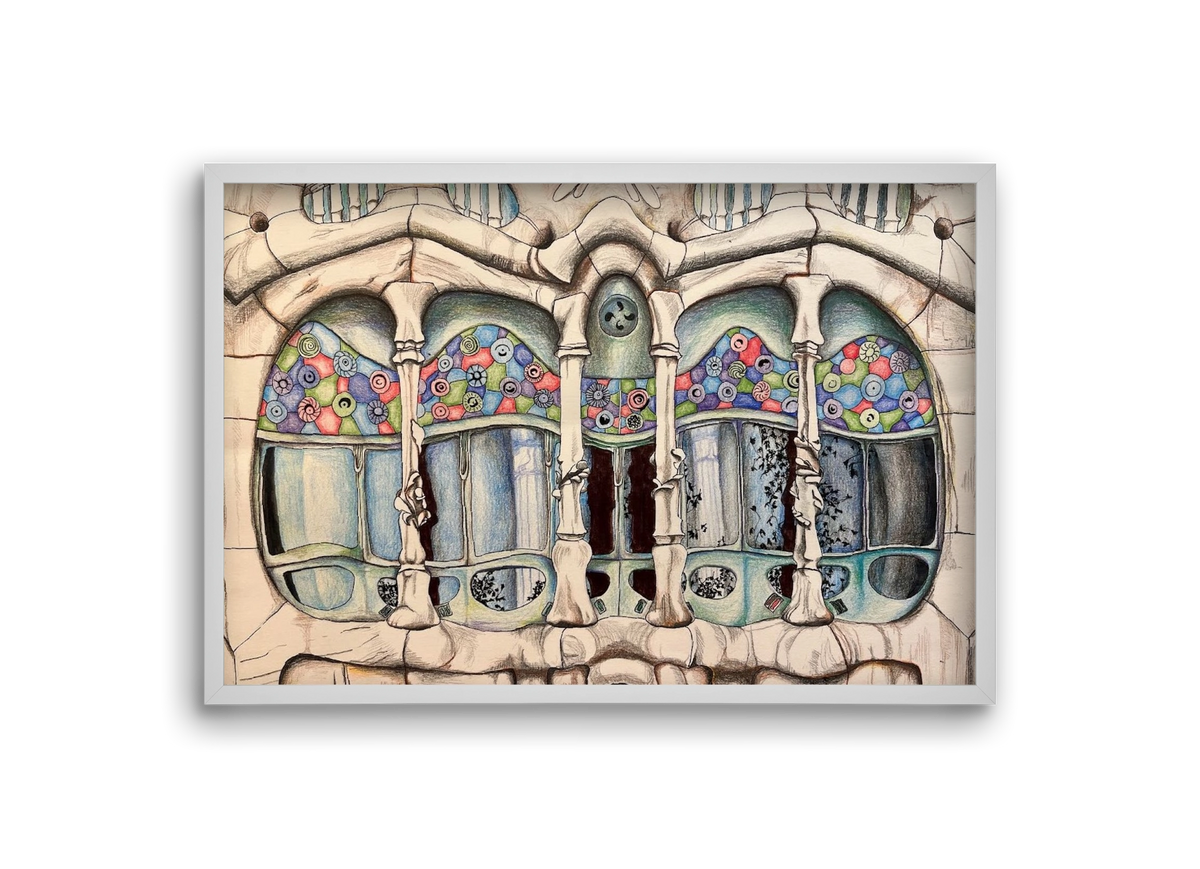 casa batlló, 30x20 cm (30x20 cm), Fehér keret