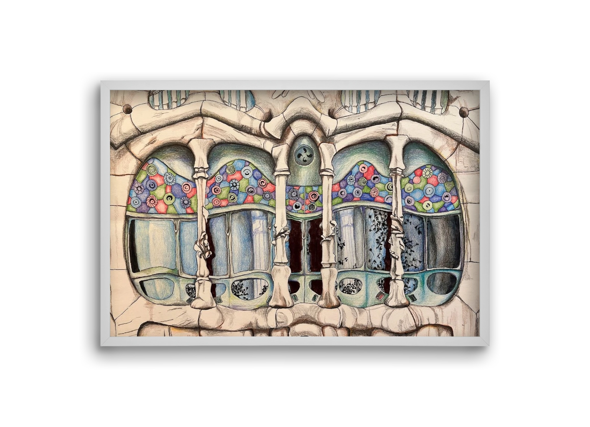 casa batlló, 30x20 cm (30x20 cm), Fehér keret