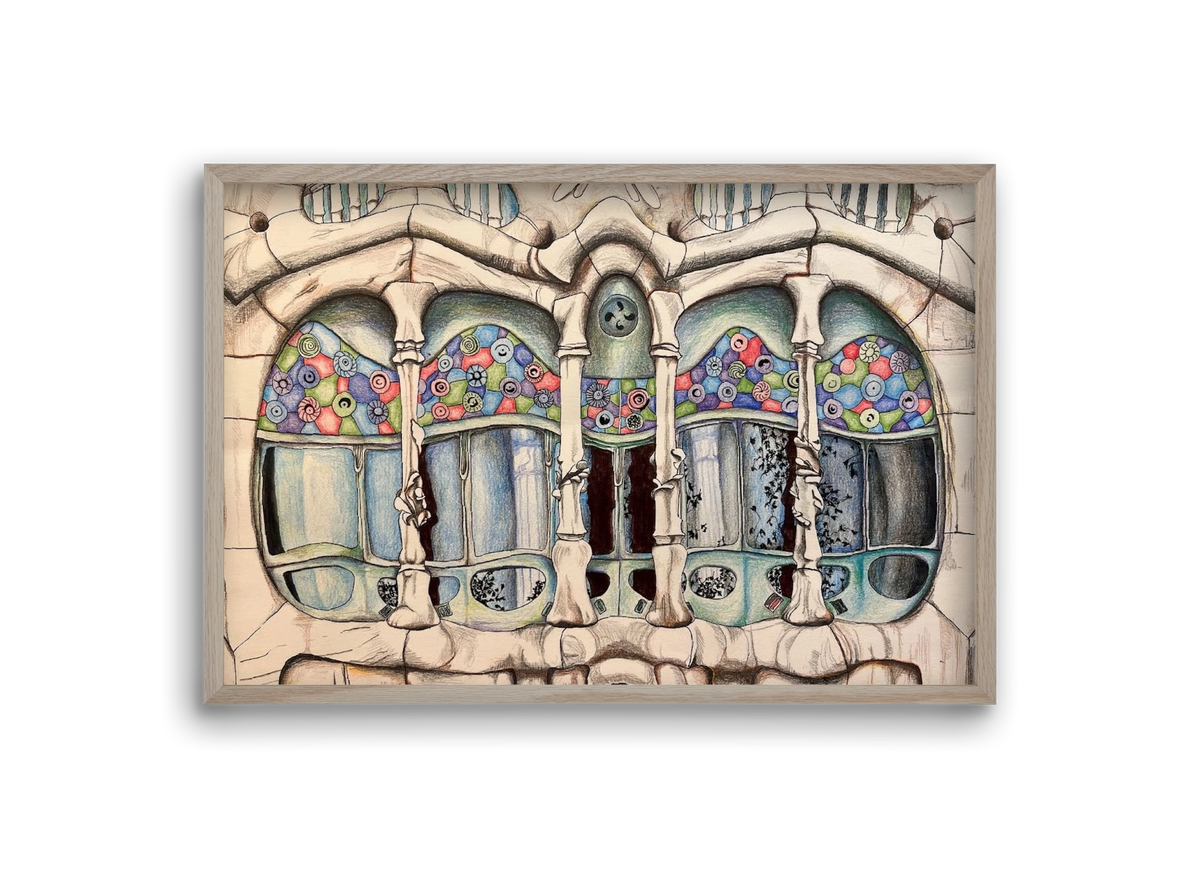 casa batlló, 30x20 cm (30x20 cm), Tölgy keret