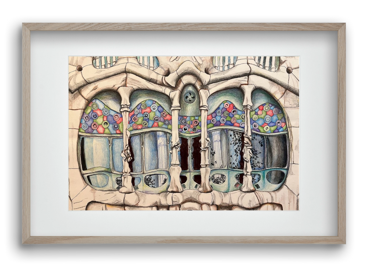 casa batlló, 60x40 cm (45x30 cm), Tölgy keret, paszpartuval