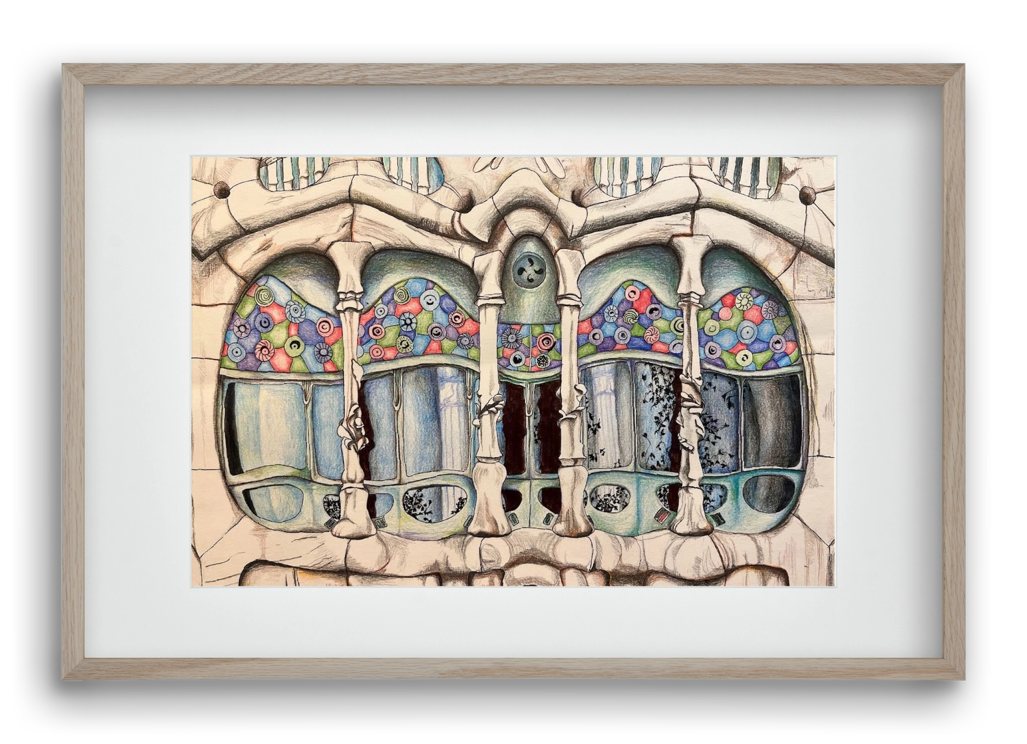 casa batlló, 60x40 cm (45x30 cm), Tölgy keret, paszpartuval
