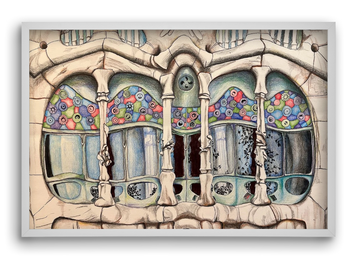 casa batlló, 60x40 cm (60x40 cm), Fehér keret