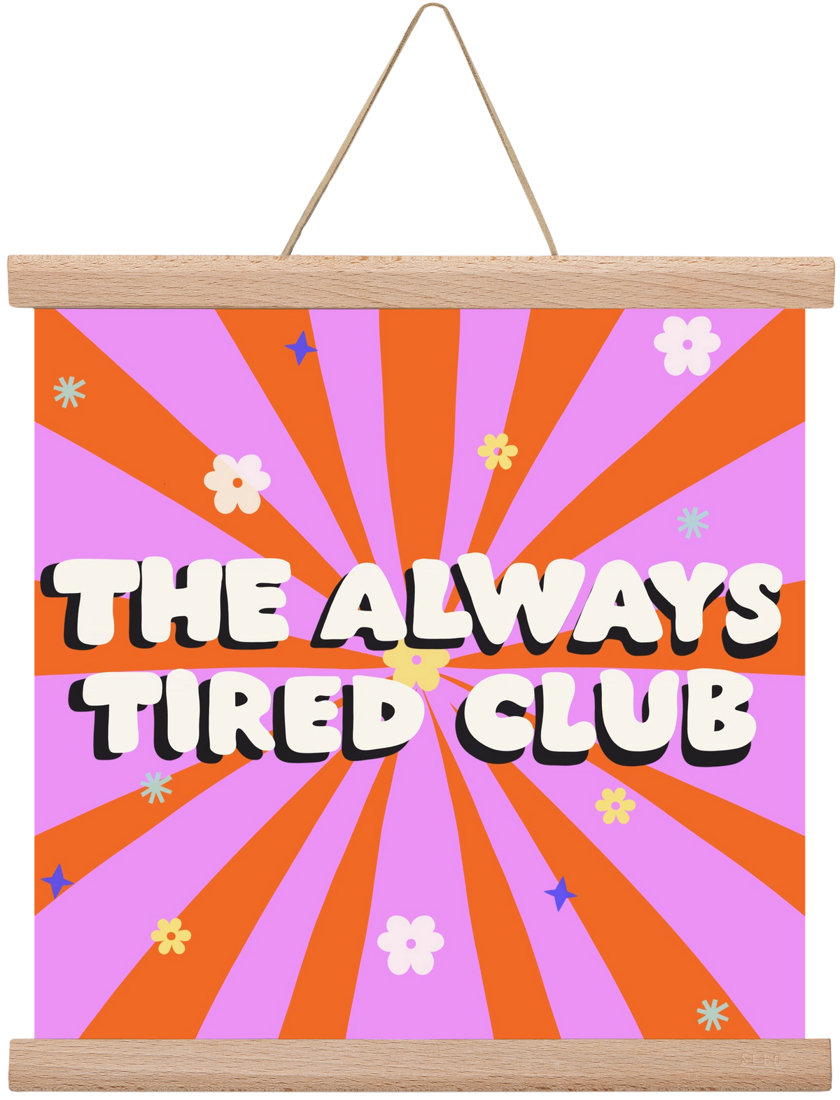 The Always Tired Club , 30x30 cm (30x30 cm), Tölgy akasztó