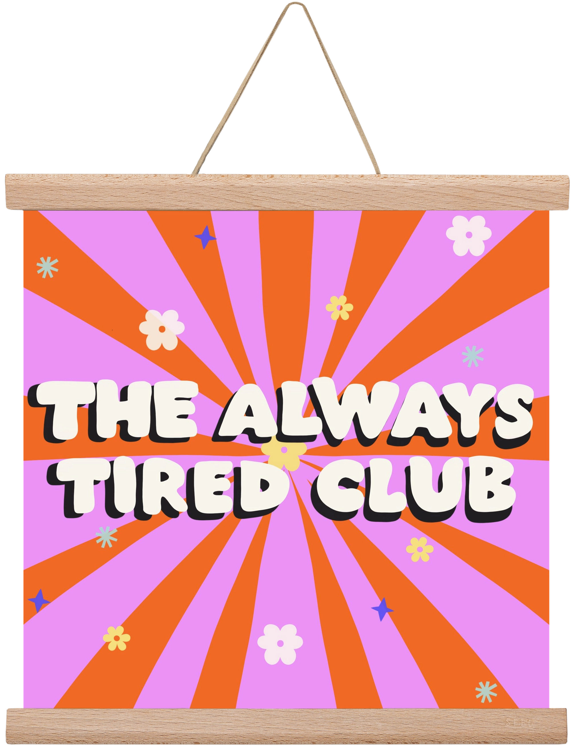 The Always Tired Club , 30x30 cm (30x30 cm), Tölgy akasztó