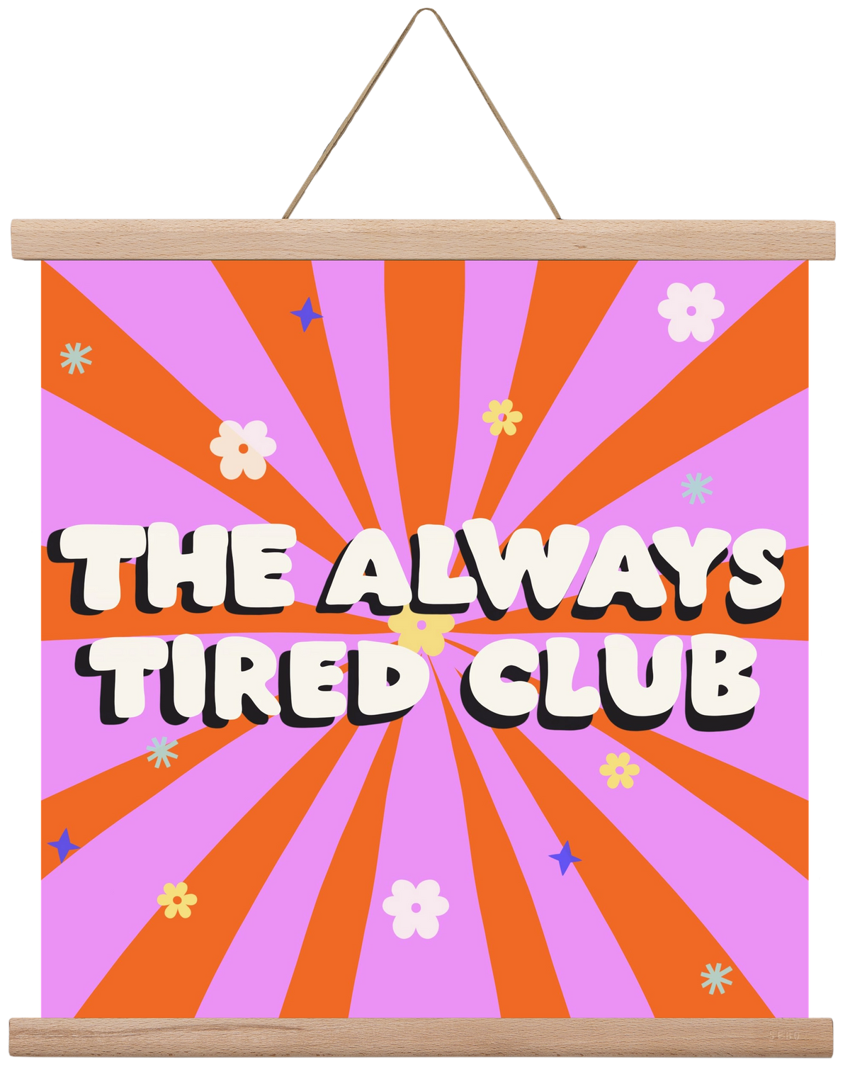 The Always Tired Club , 40x40 cm (40x40 cm), Tölgy akasztó