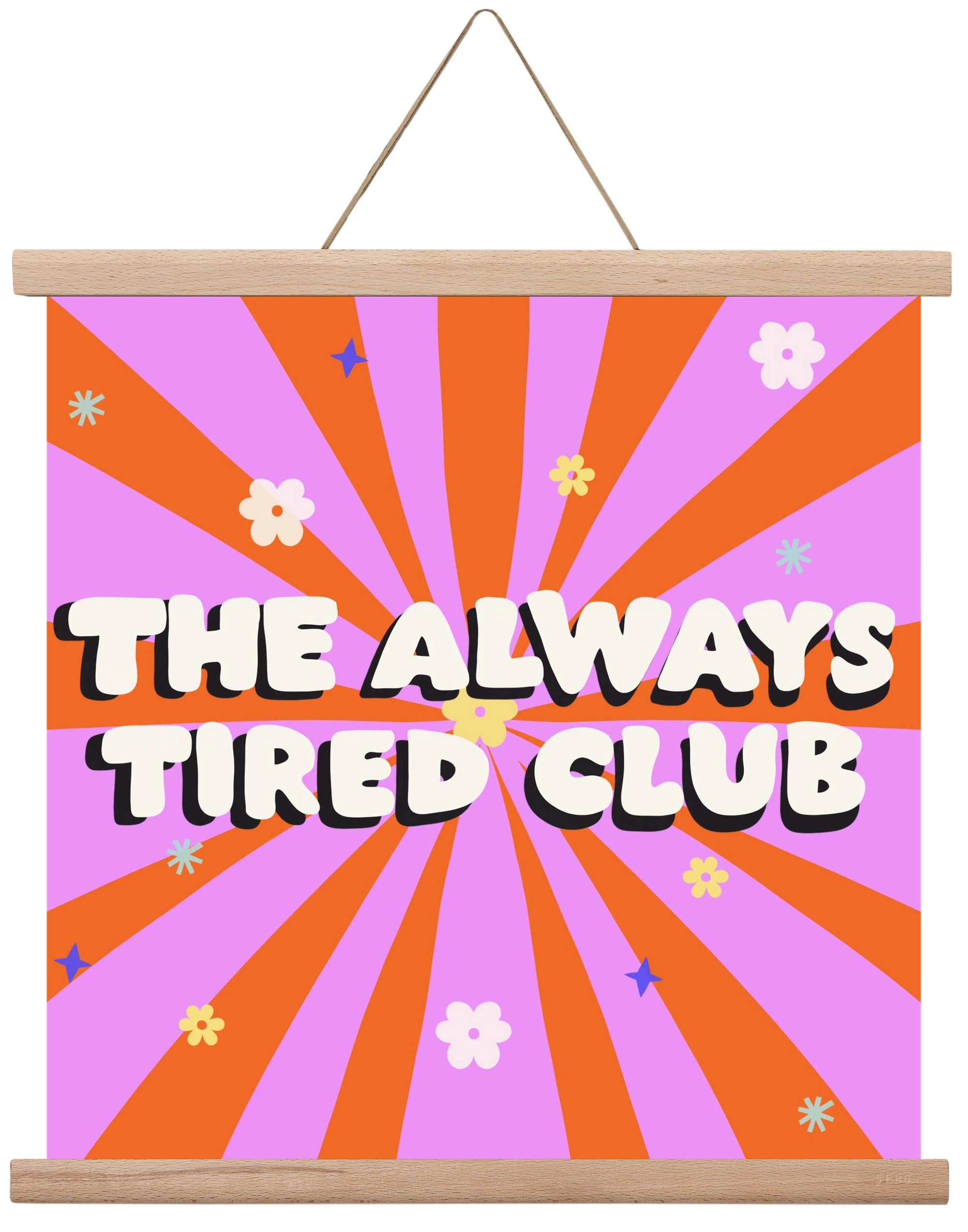 The Always Tired Club , 40x40 cm (40x40 cm), Tölgy akasztó