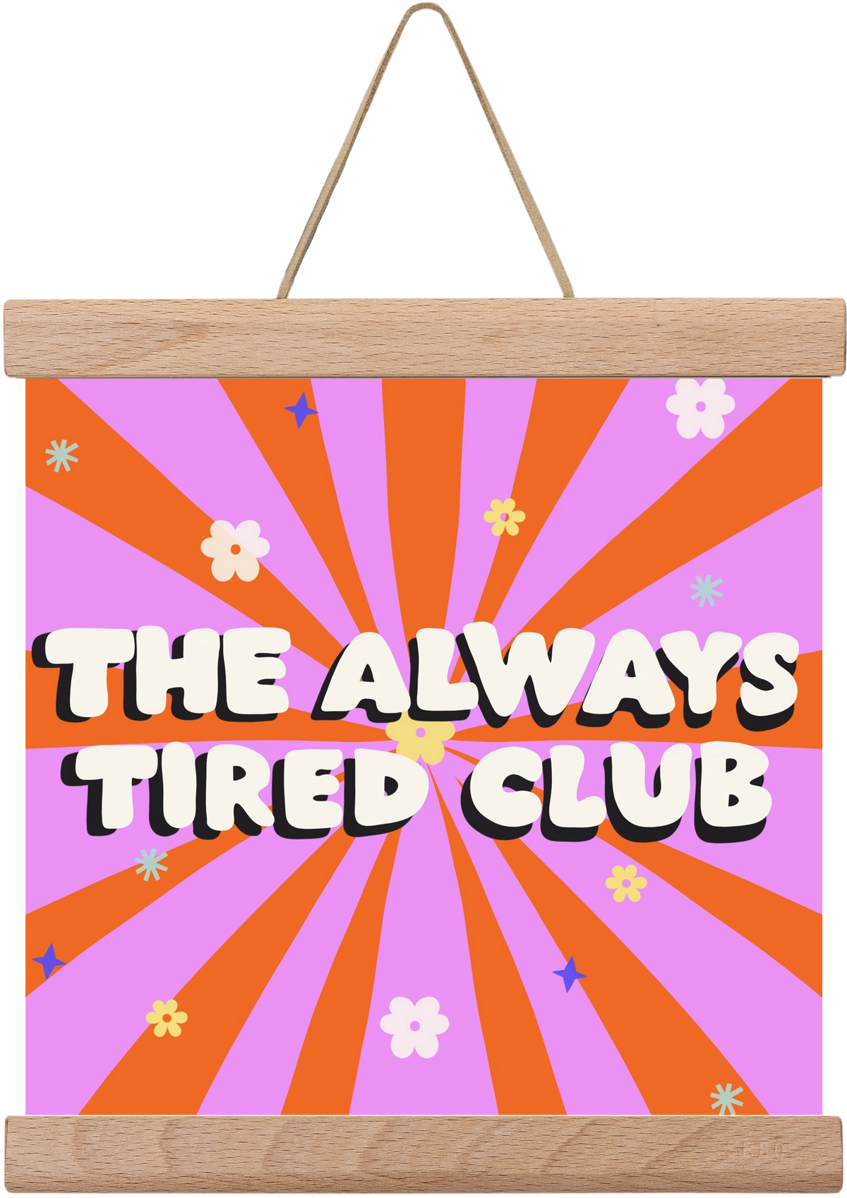 The Always Tired Club , 20x20 cm (20x20 cm), Tölgy akasztó