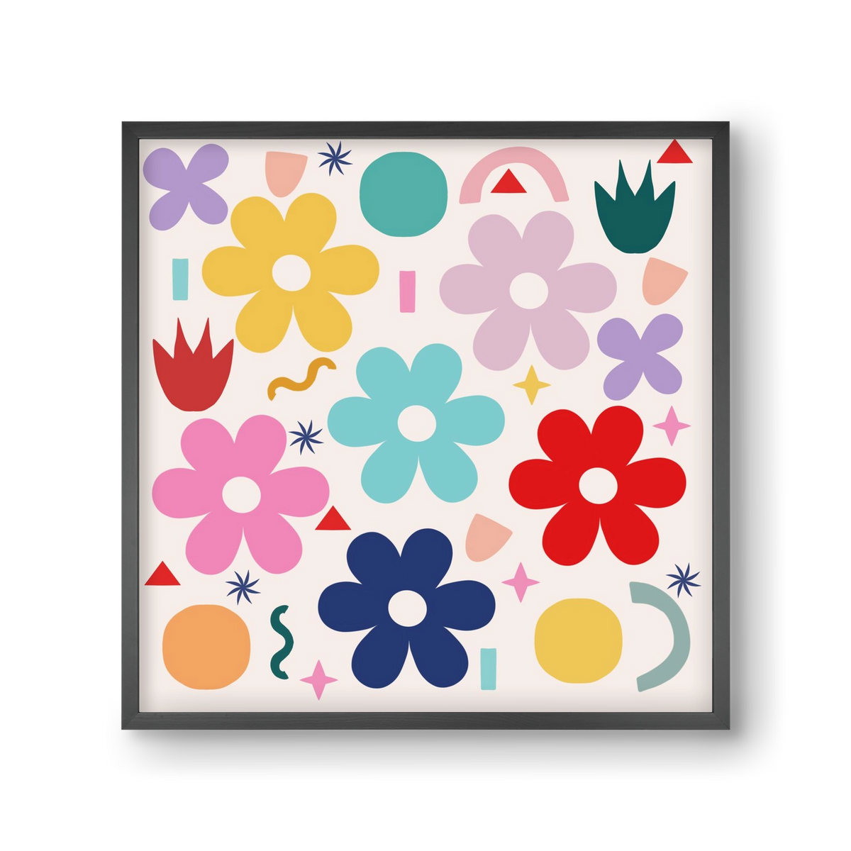 Happy Florals , 30x30 cm (30x30 cm), Fekete keret