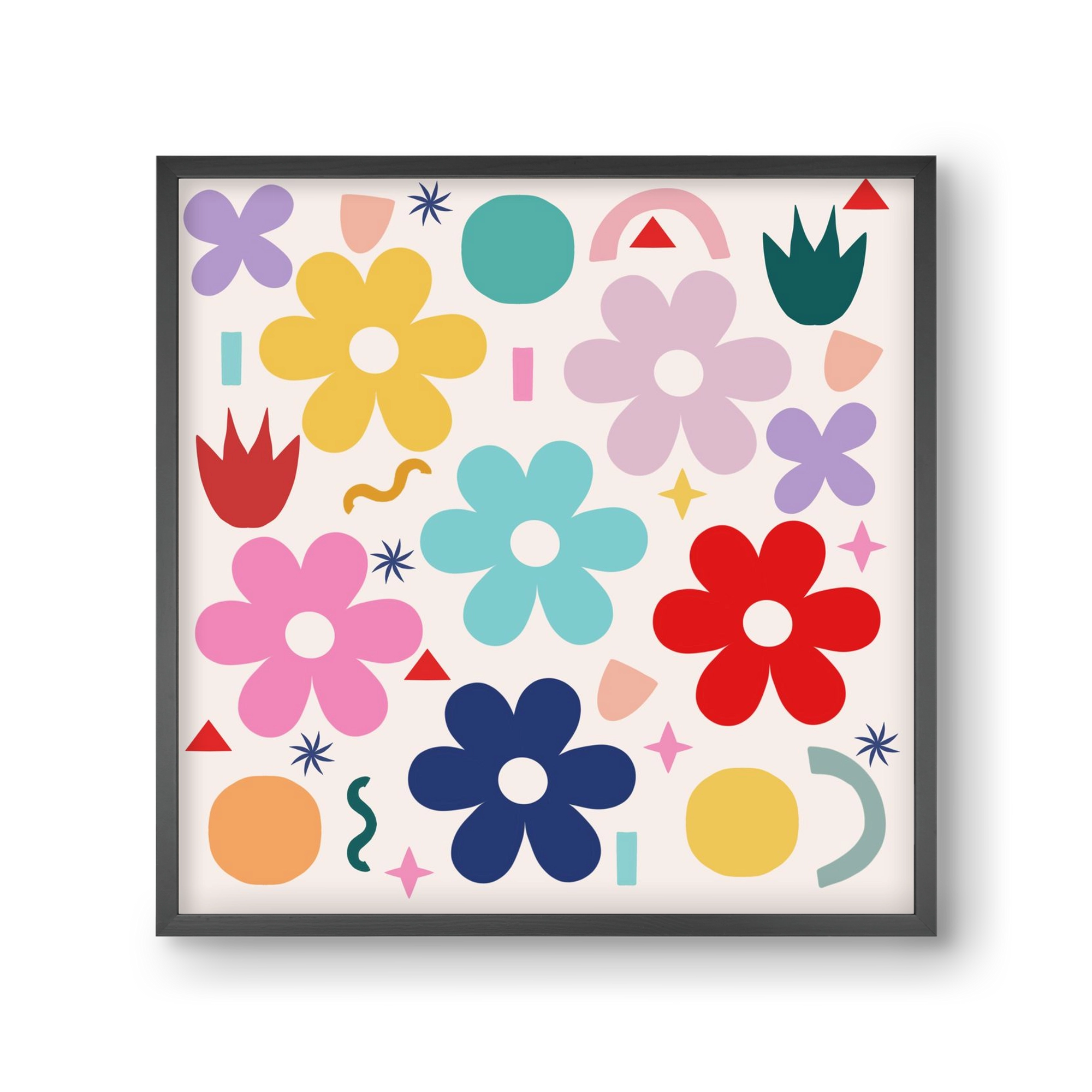 Happy Florals , 30x30 cm (30x30 cm), Fekete keret