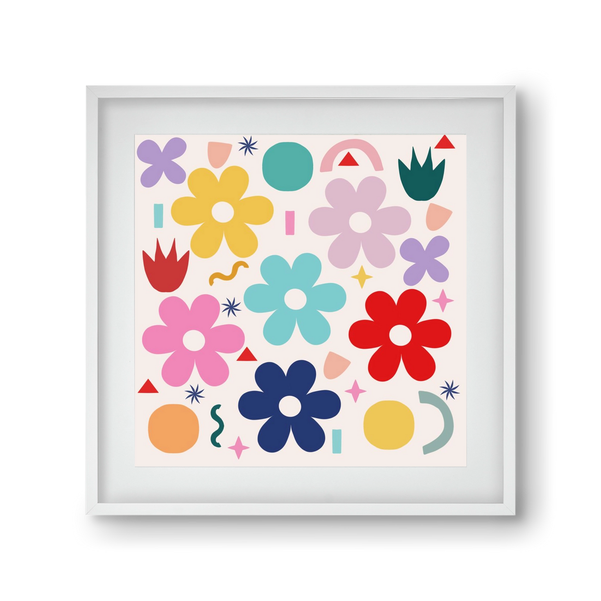 Happy Florals , 30x30 cm (20x20 cm), Fehér keret, paszpartuval