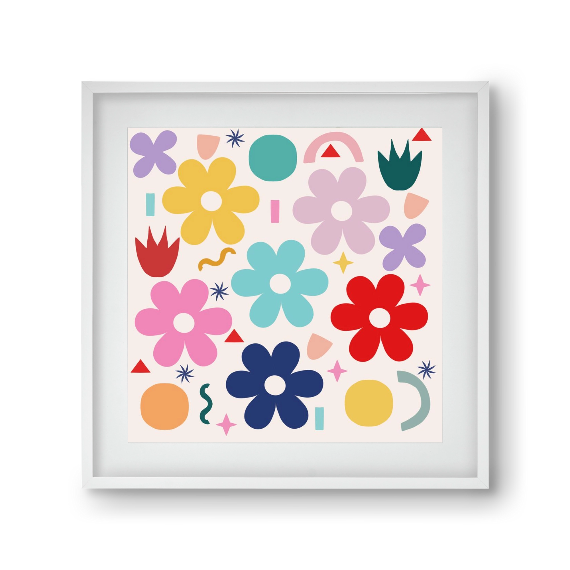 Happy Florals , 30x30 cm (20x20 cm), Fehér keret, paszpartuval