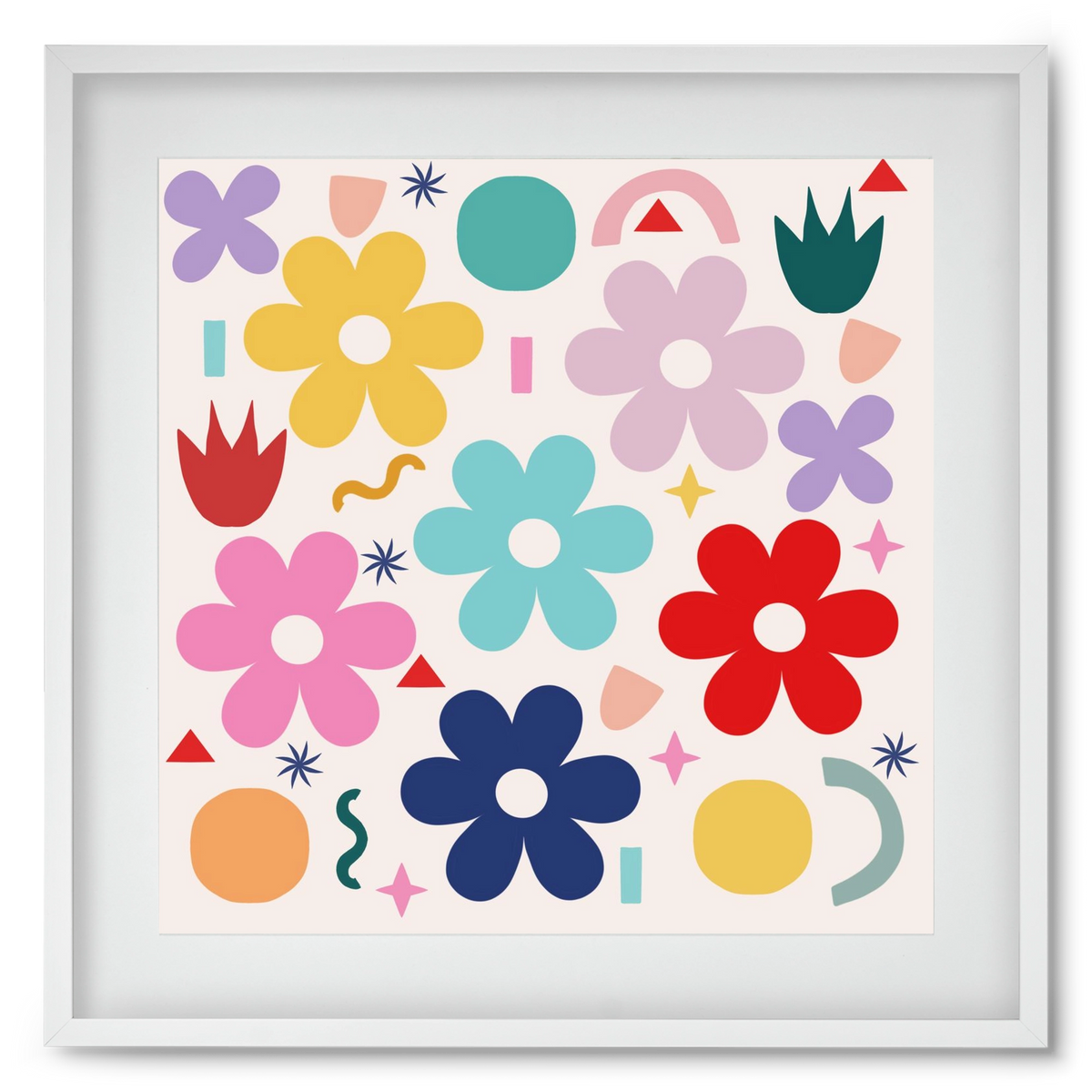 Happy Florals , 50x50 cm (40x40 cm), Fehér keret, paszpartuval