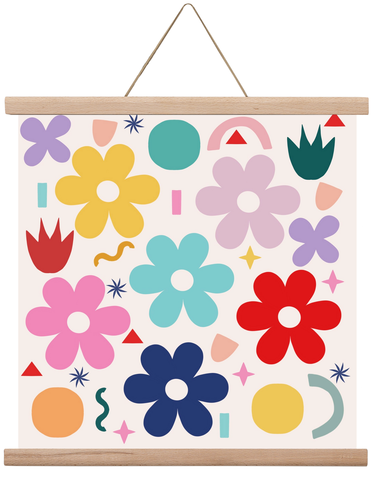 Happy Florals , 40x40 cm (40x40 cm), Tölgy akasztó