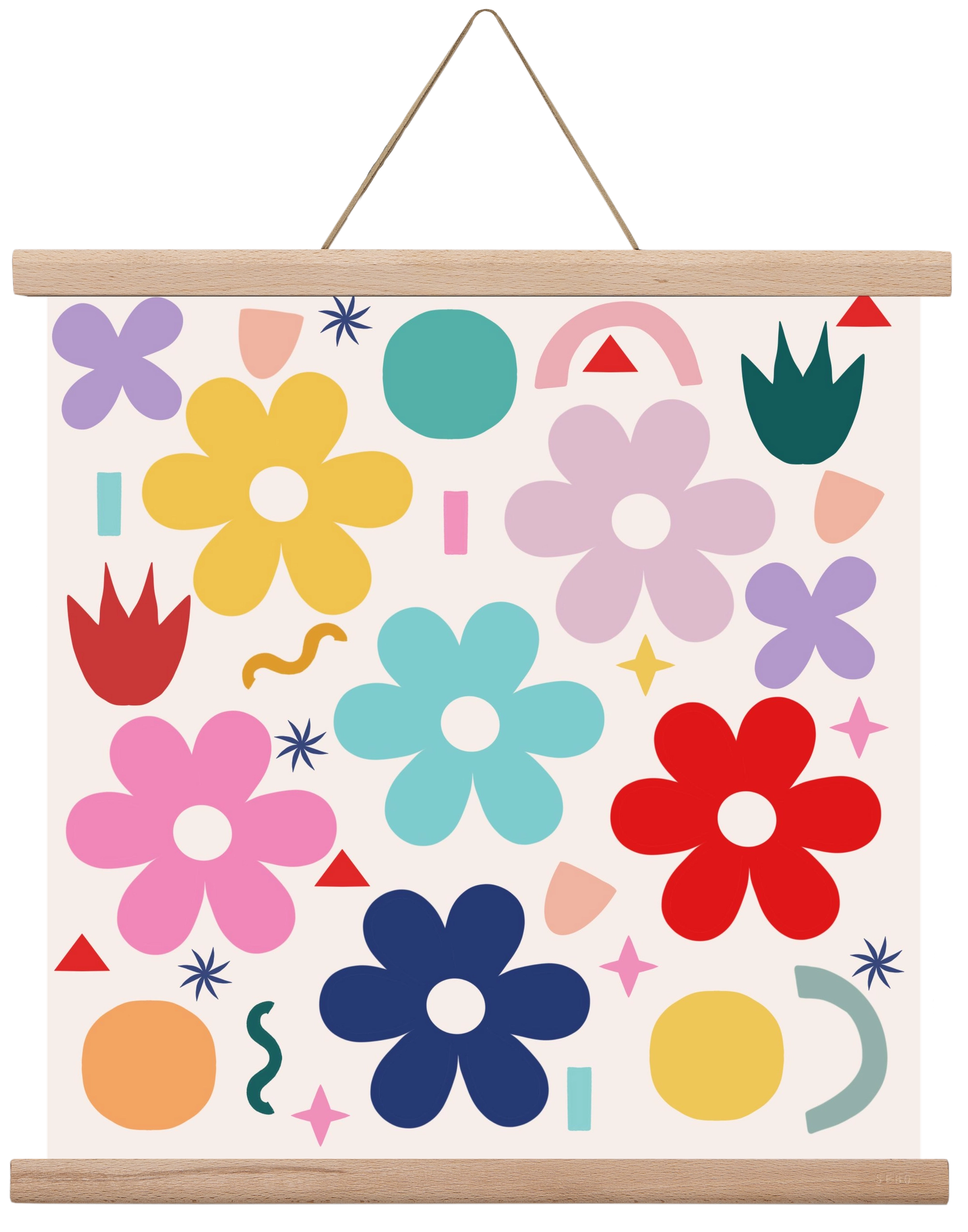 Happy Florals , 40x40 cm (40x40 cm), Tölgy akasztó