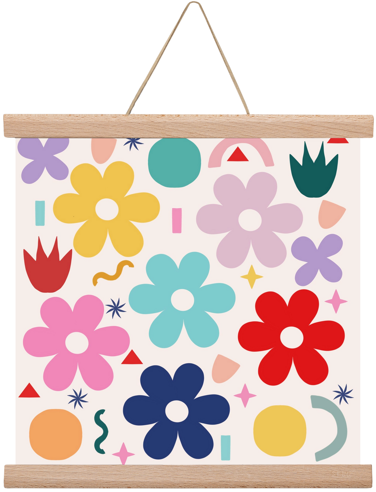 Happy Florals , 30x30 cm (30x30 cm), Tölgy akasztó