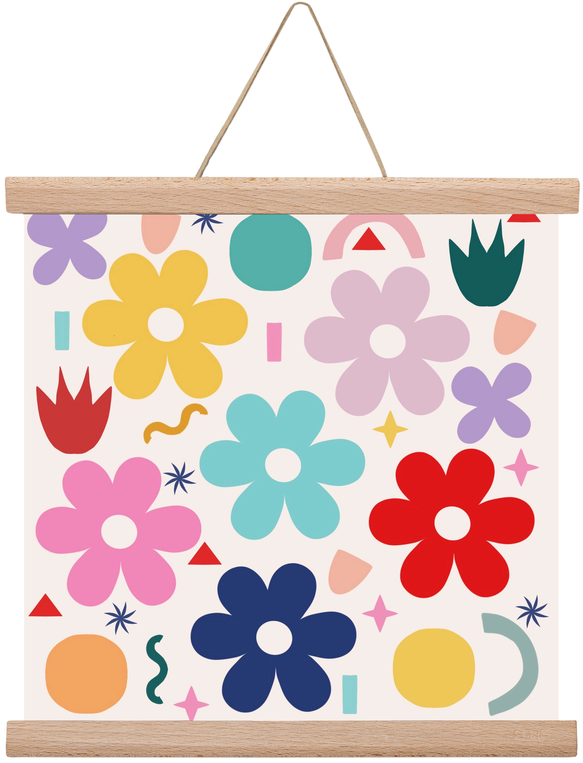 Happy Florals , 30x30 cm (30x30 cm), Tölgy akasztó