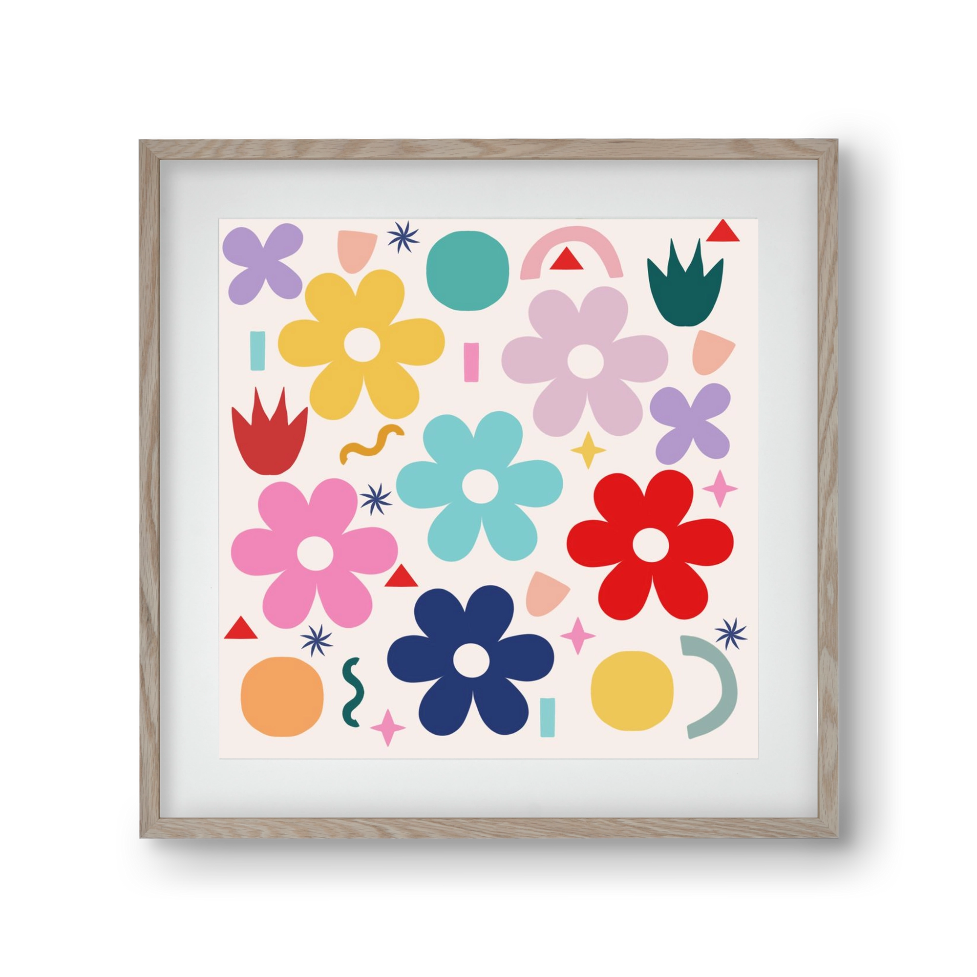 Happy Florals , 30x30 cm (20x20 cm), Tölgy keret, paszpartuval