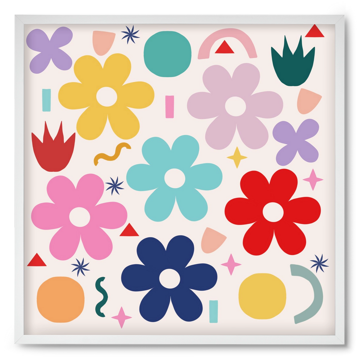 Happy Florals , 50x50 cm (50x50 cm), Fehér keret