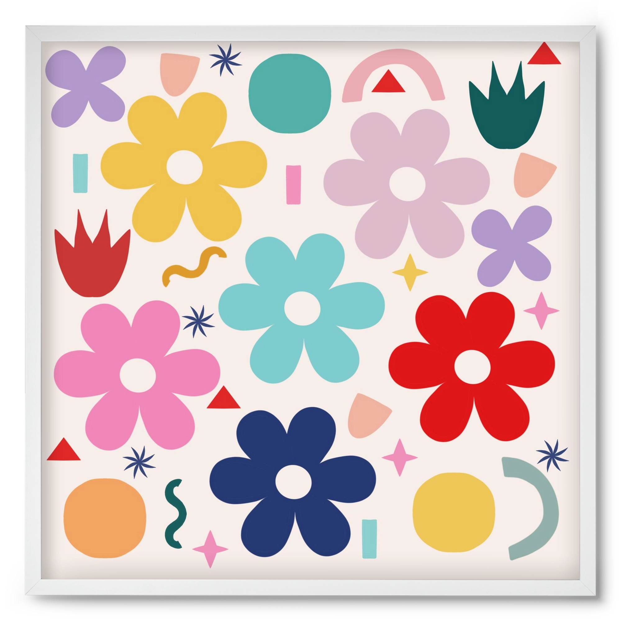 Happy Florals , 50x50 cm (50x50 cm), Fehér keret