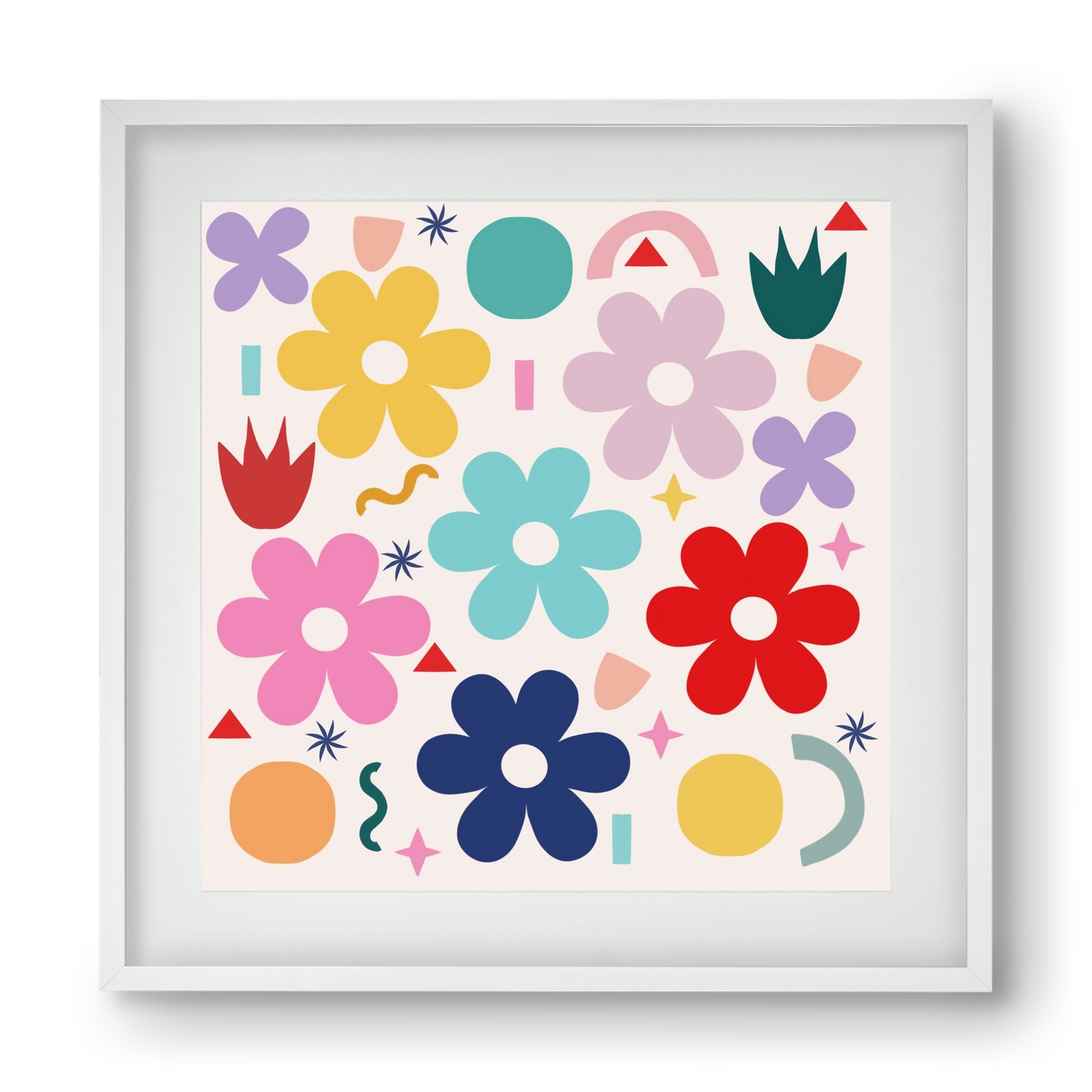 Happy Florals , 40x40 cm (30x30 cm), Fehér keret, paszpartuval