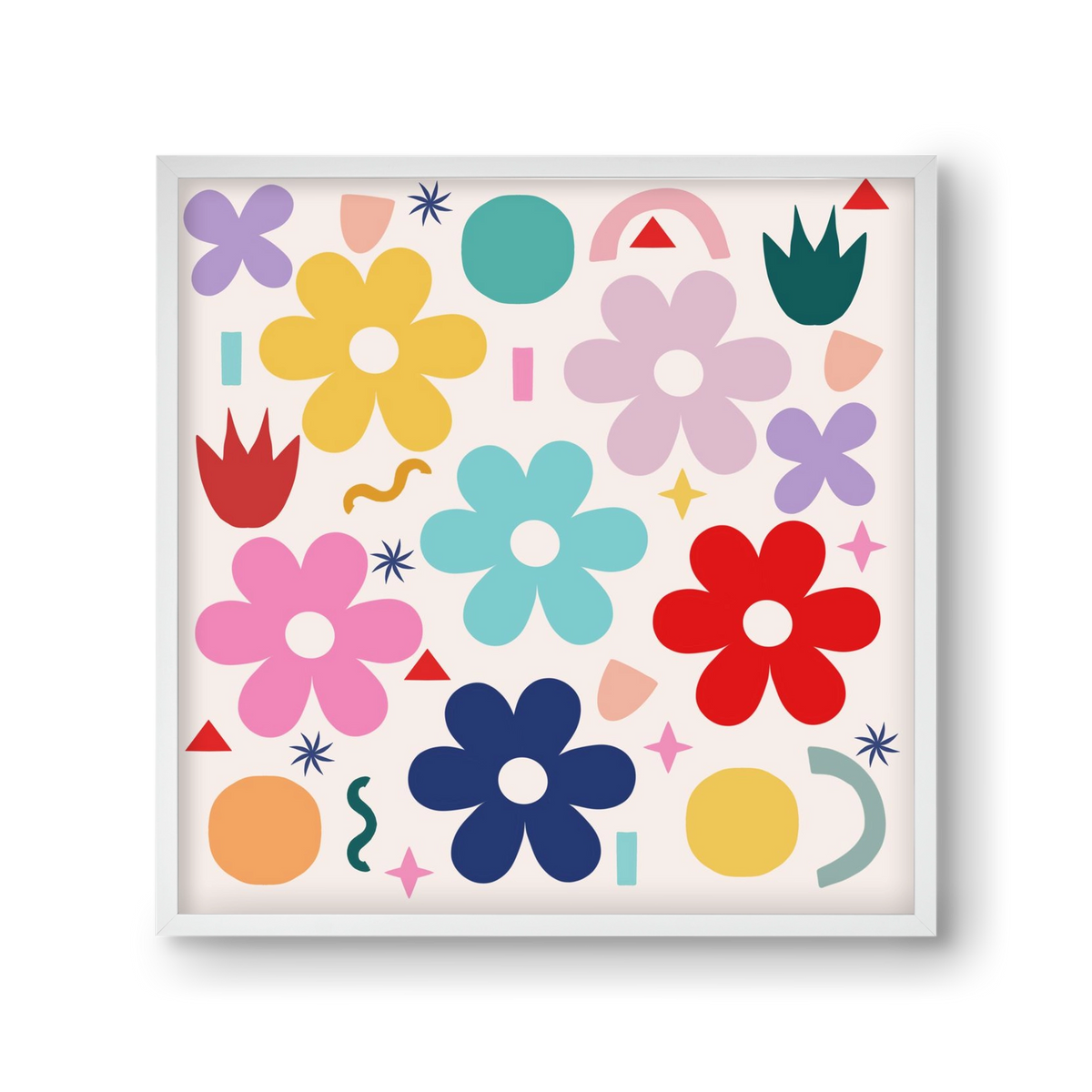 Happy Florals , 30x30 cm (30x30 cm), Fehér keret