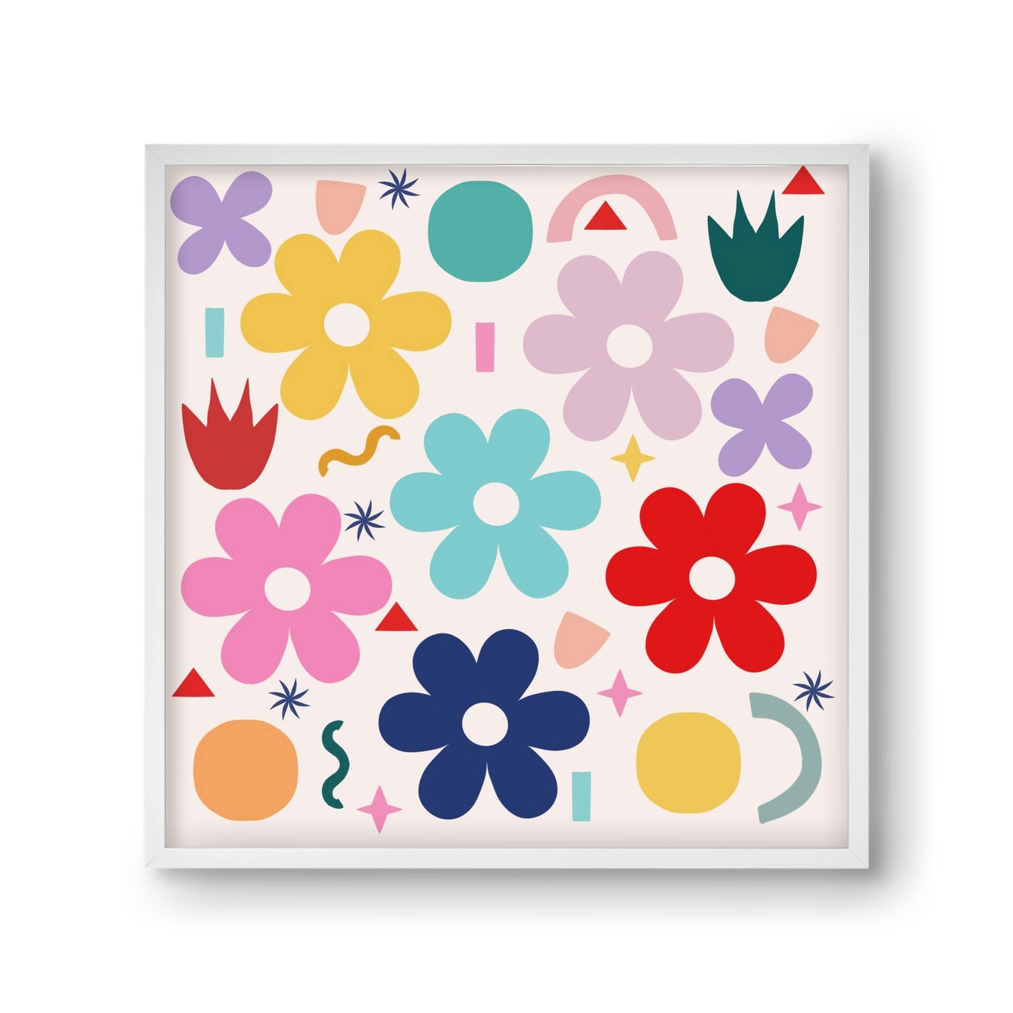 Happy Florals , 30x30 cm (30x30 cm), Fehér keret