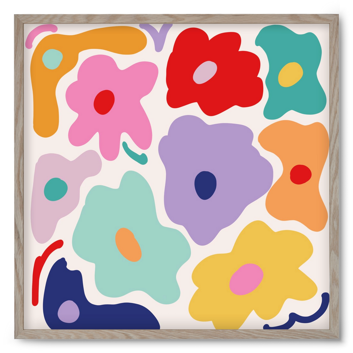 Liquid Flowers , 50x50 cm (50x50 cm), Tölgy keret