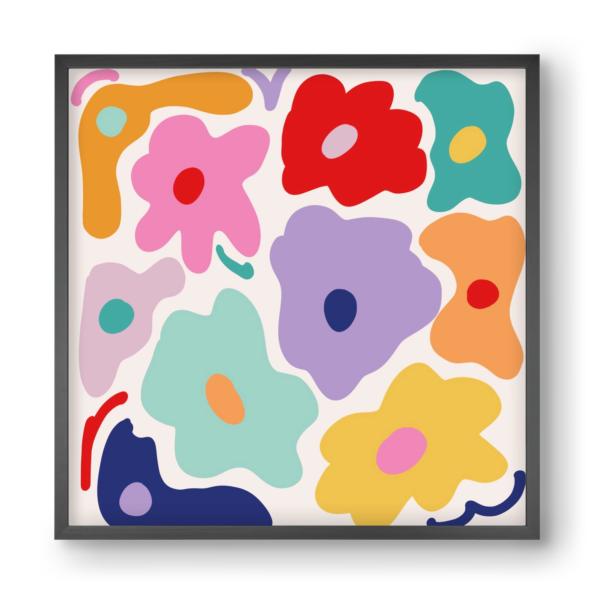 Liquid Flowers , 40x40 cm (40x40 cm), Fekete keret