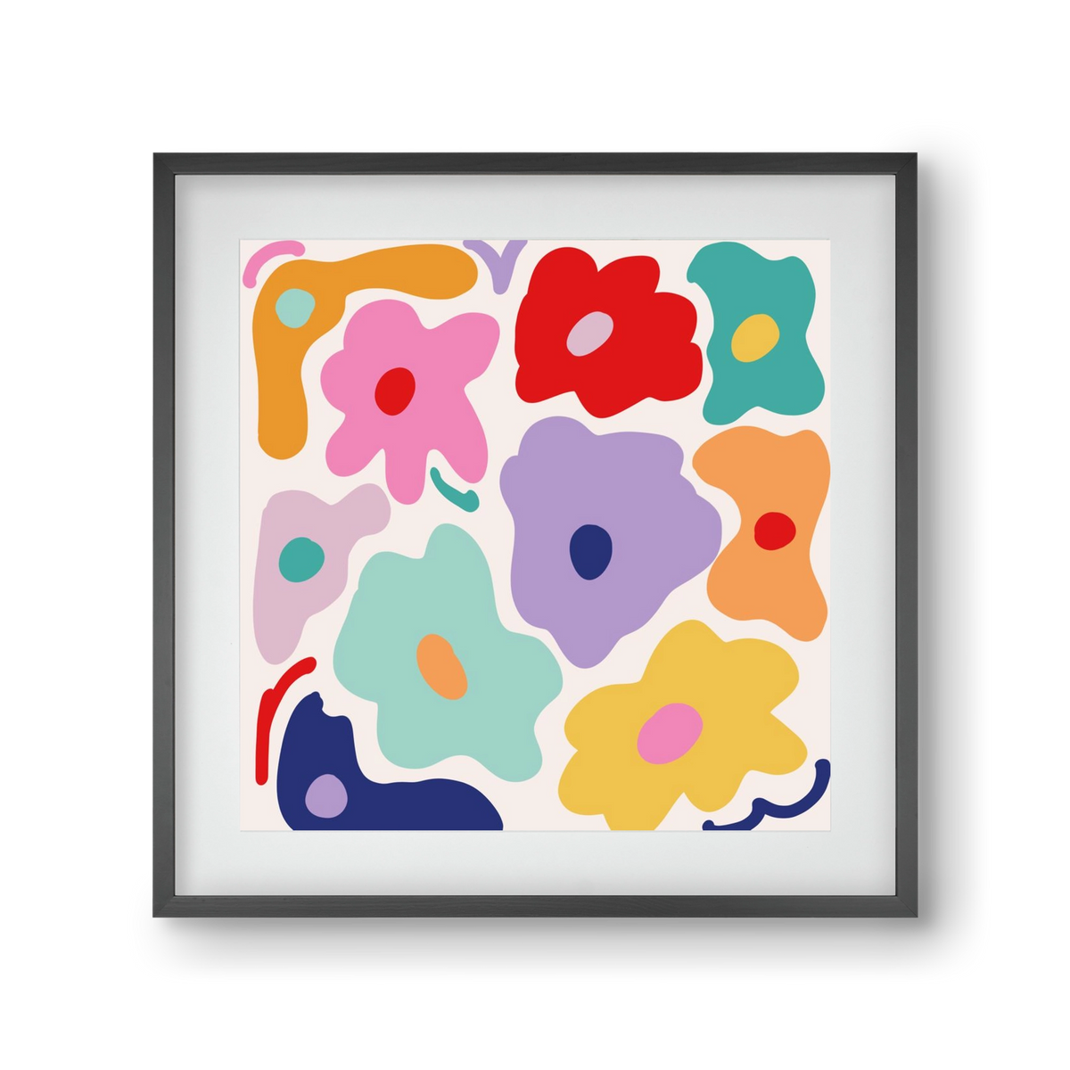 Liquid Flowers , 30x30 cm (20x20 cm), Fekete keret, paszpartuval