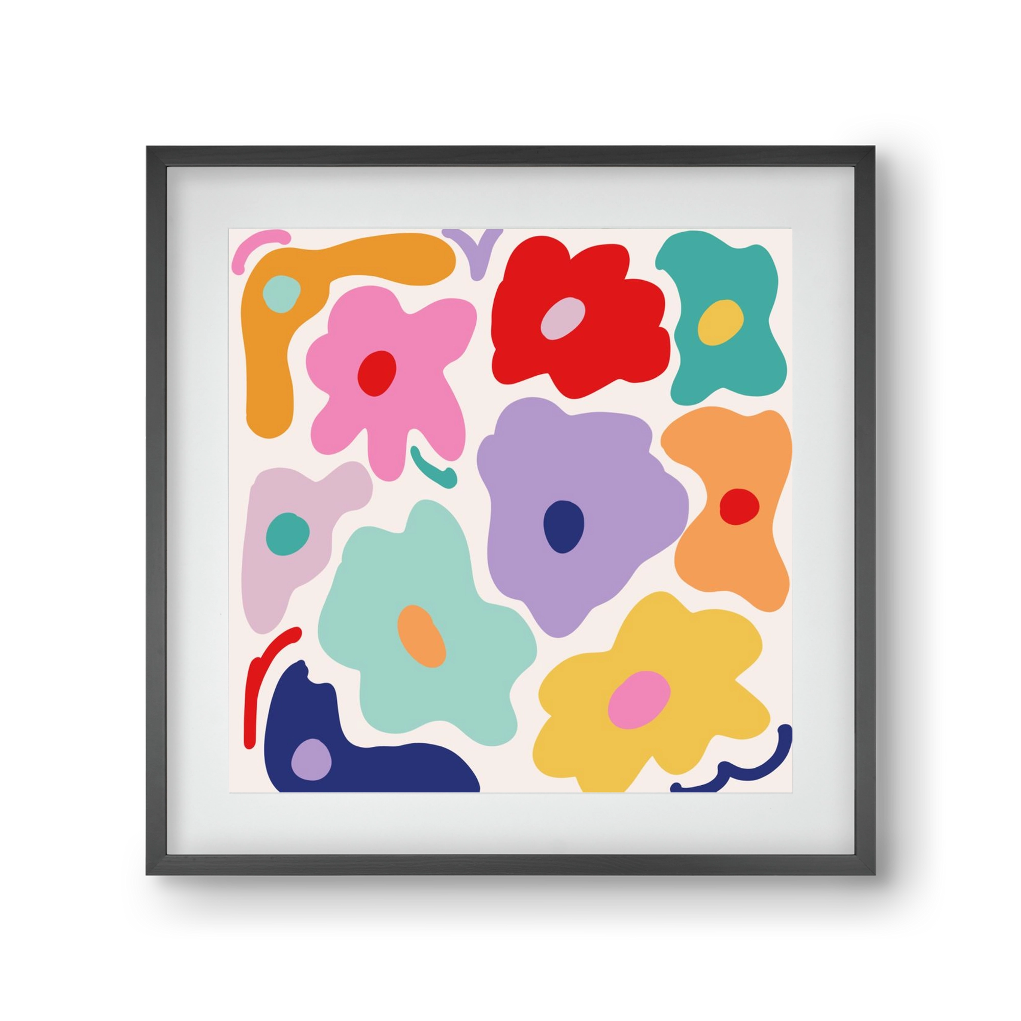 Liquid Flowers , 30x30 cm (20x20 cm), Fekete keret, paszpartuval