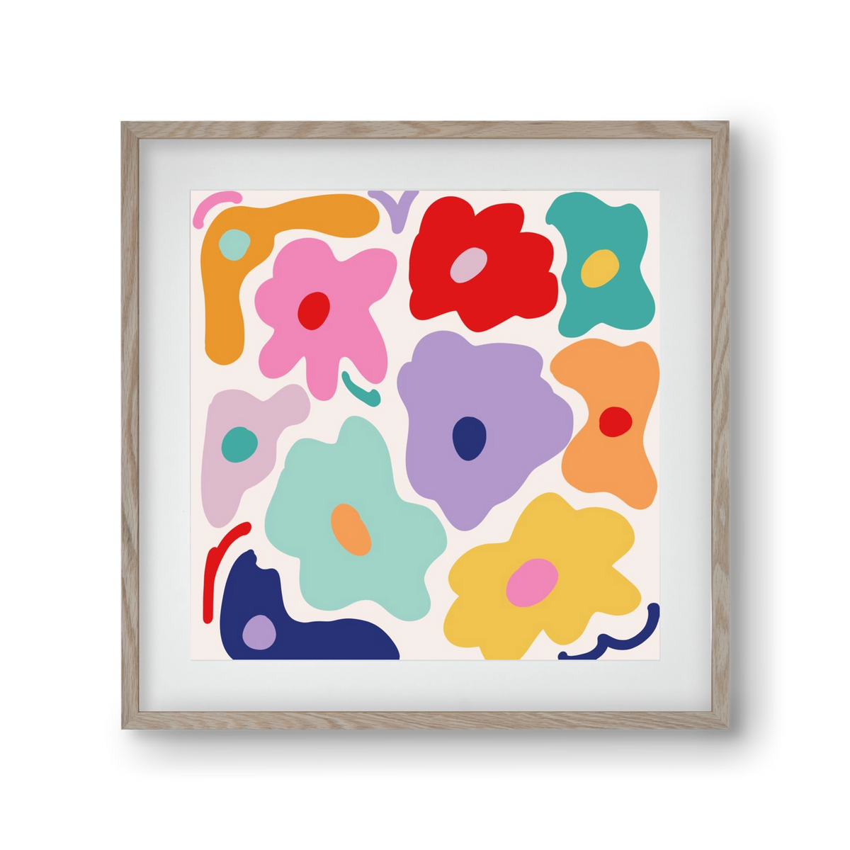 Liquid Flowers , 30x30 cm (20x20 cm), Tölgy keret, paszpartuval