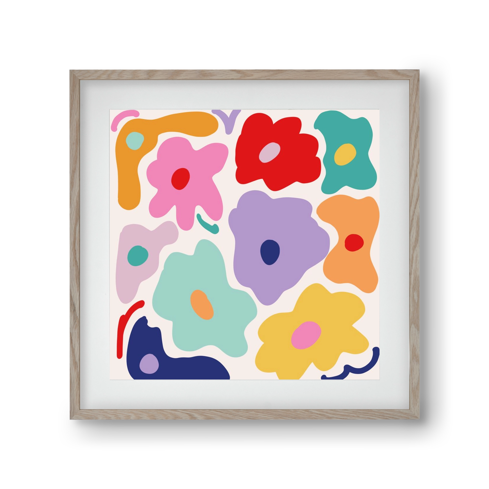 Liquid Flowers , 30x30 cm (20x20 cm), Tölgy keret, paszpartuval